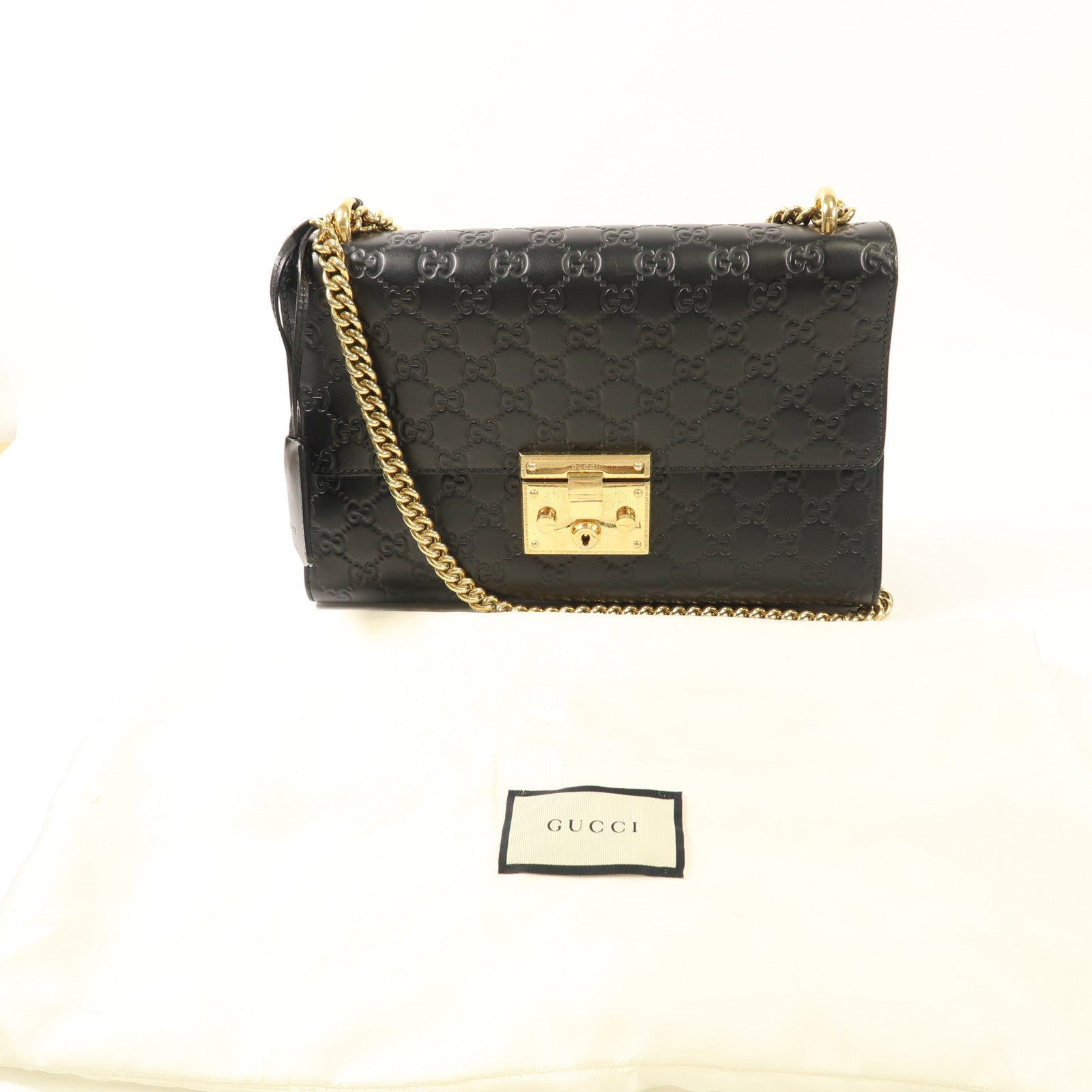 GUCCI 牛皮皮革Shoulder Bag金扣鏈帶肩背袋