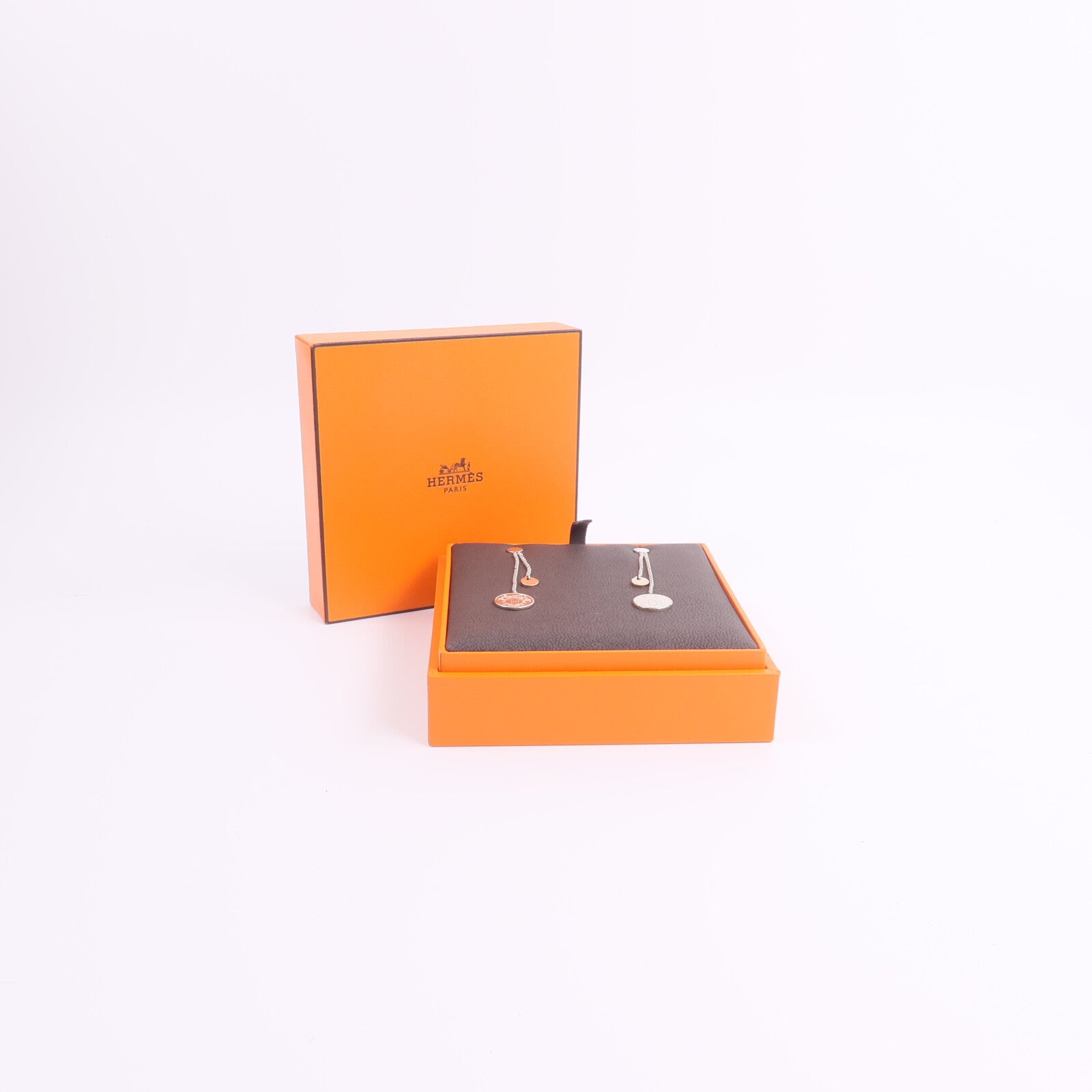 HERMES 925純銀/18K玫瑰金Ex-Libris Earrings耳環