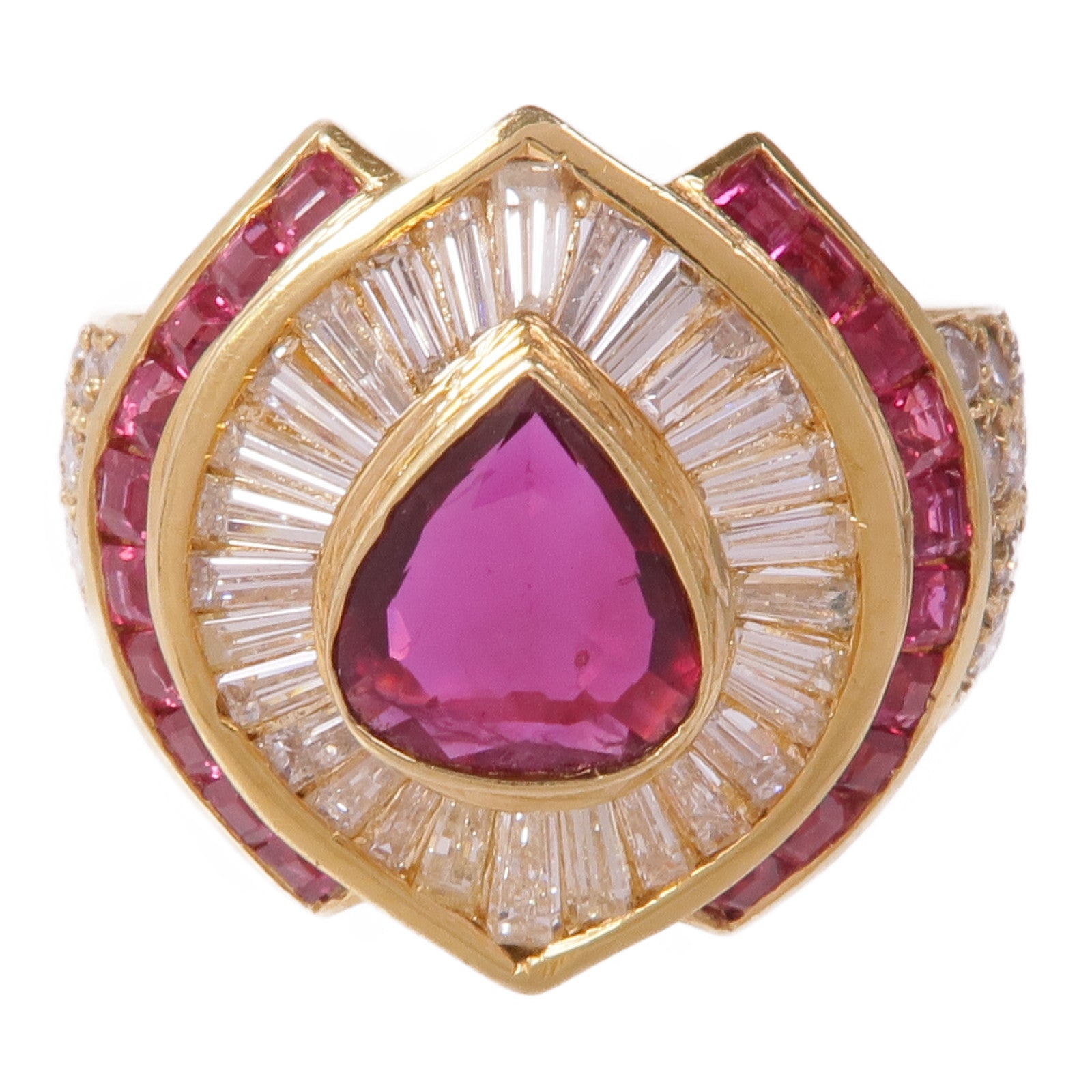 JEWELRY 【激減優惠】18K黃金Ruby Diamond Ring紅寶石/鑽石戒指US#6.5