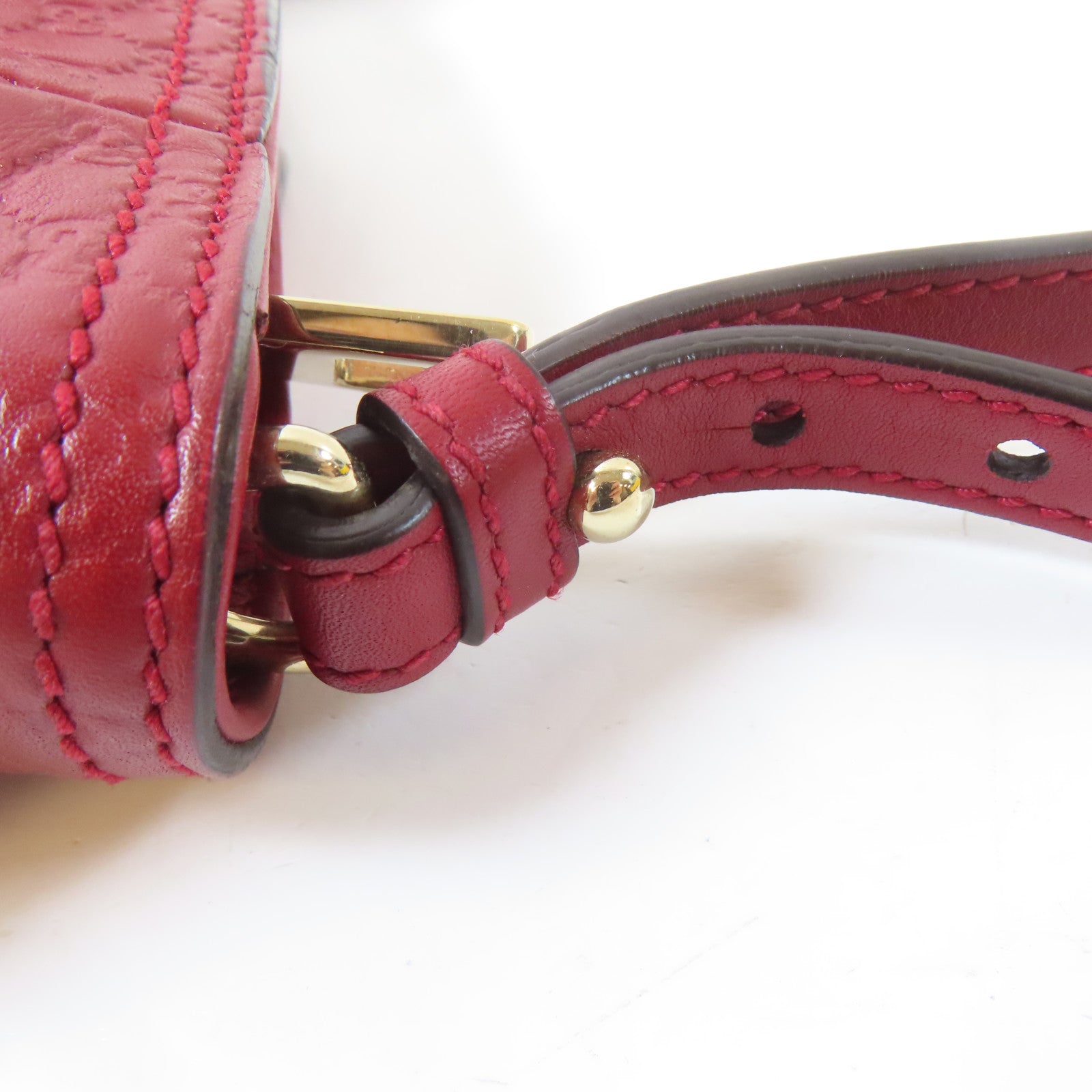 GUCCI 牛皮皮革Microguccissima 2 Way Bag金扣手挽肩背兩用袋紅色