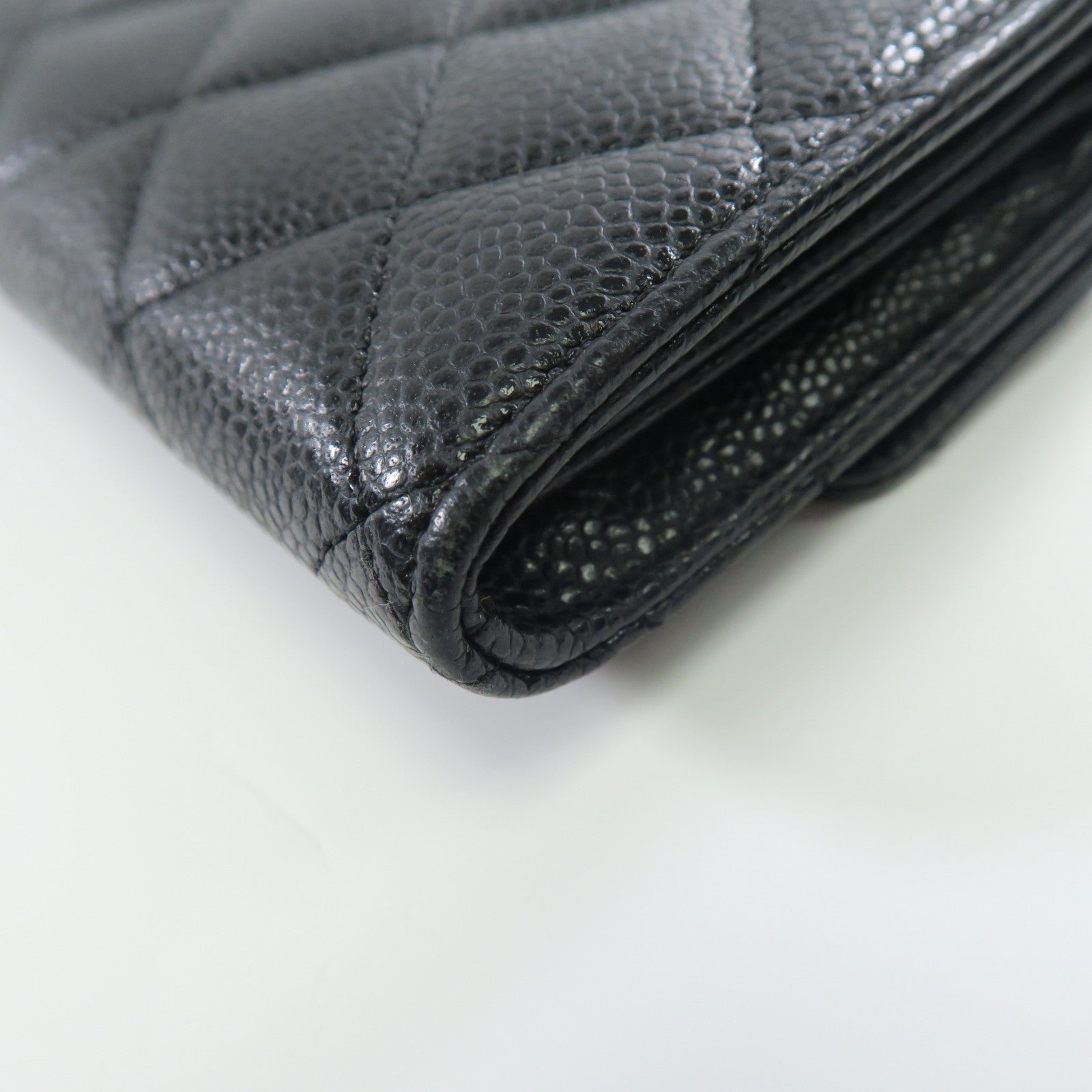 CHANEL 牛皮皮革Wallet金扣長錢包黑色