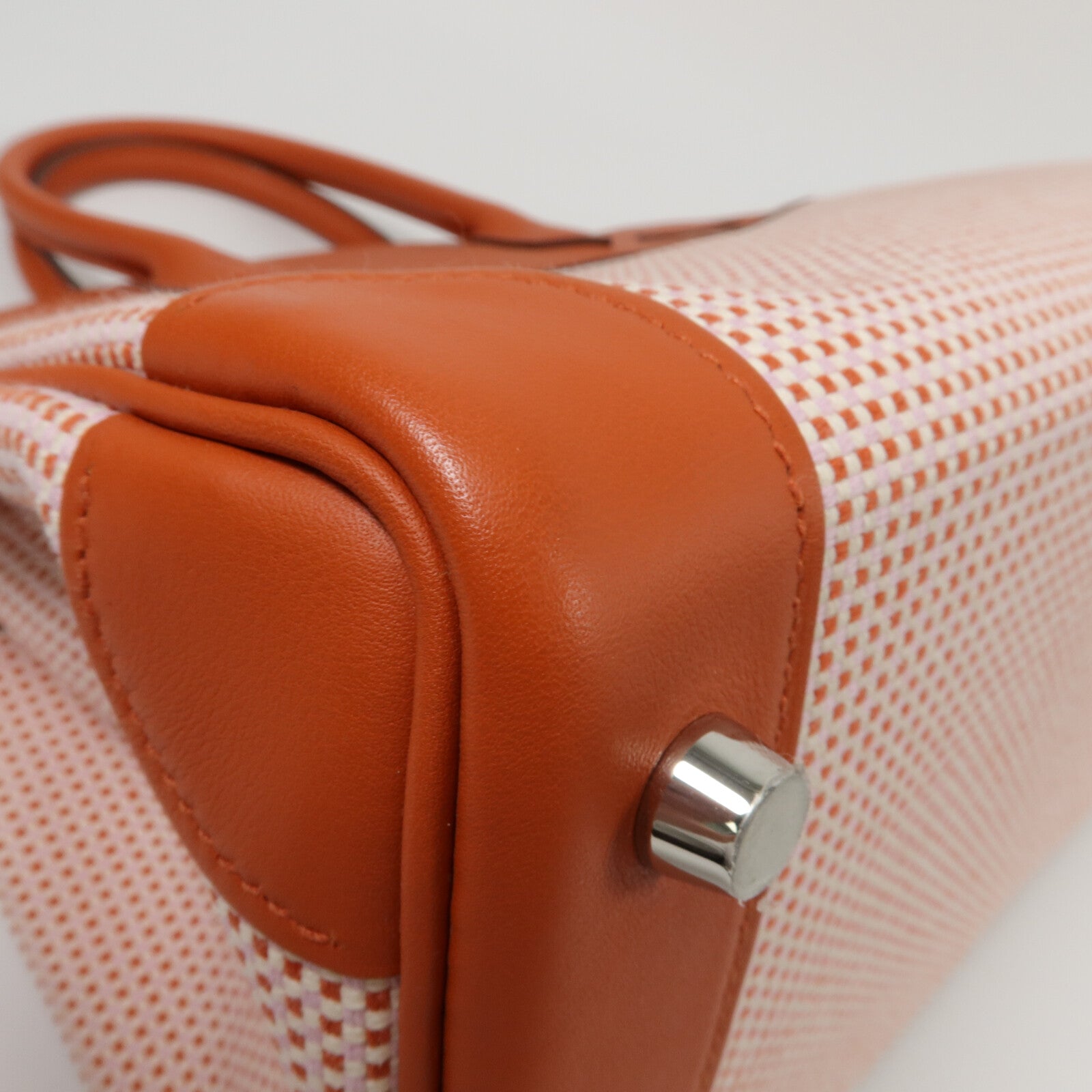 HERMES Toile Quadrille帆布Birkin 30手挽袋Terre Battue