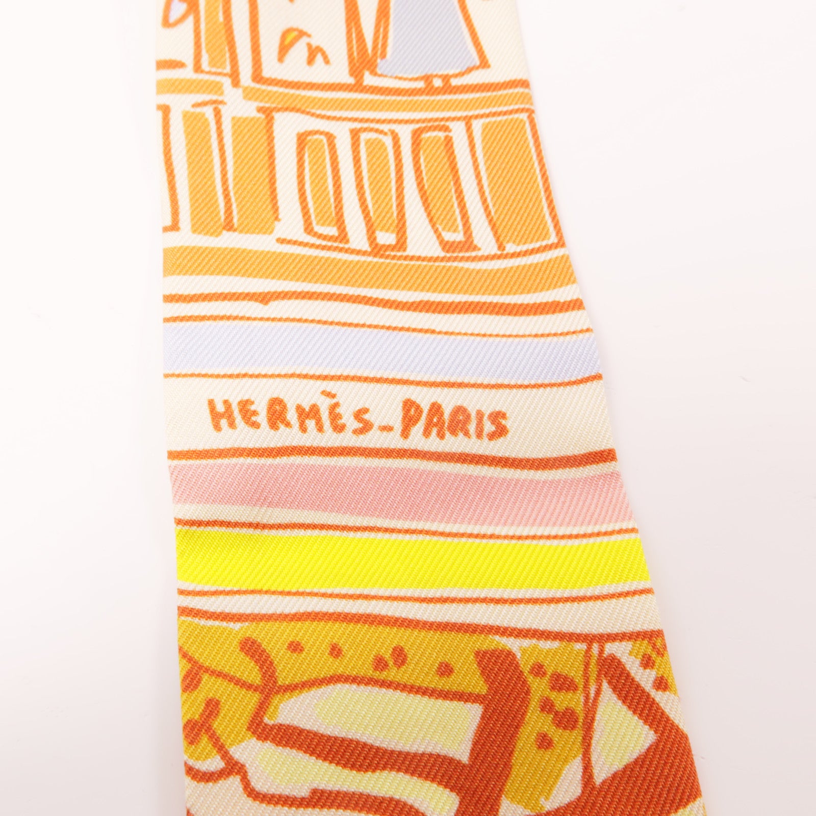 HERMES 絲質Twilly絲巾橙色
