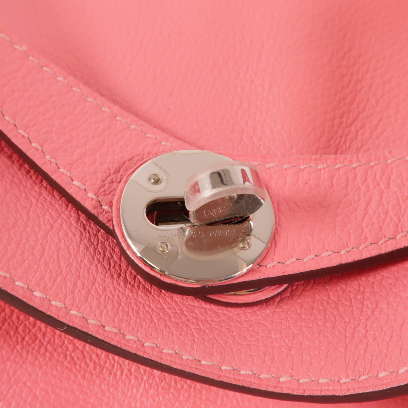HERMES Evercolor皮革Lindy 30銀扣手挽肩背兩用袋Rose Azalee