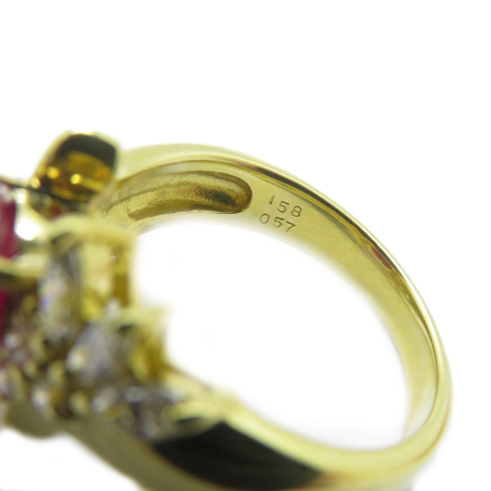 JEWELRY 18K黃金Ruby Ring 1.58ct紅寶石/0.57ct鑽石戒指US#6.25
