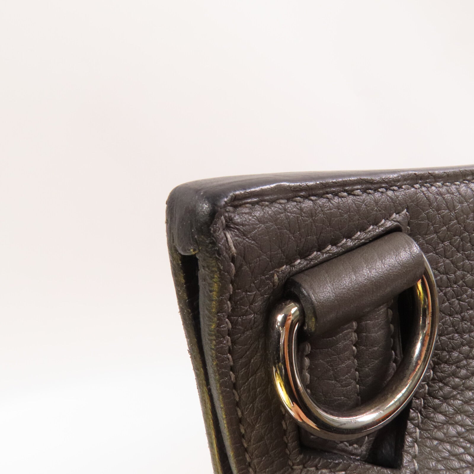 HERMES Clemence皮革Jypesiere 37銀扣肩背袋Etain