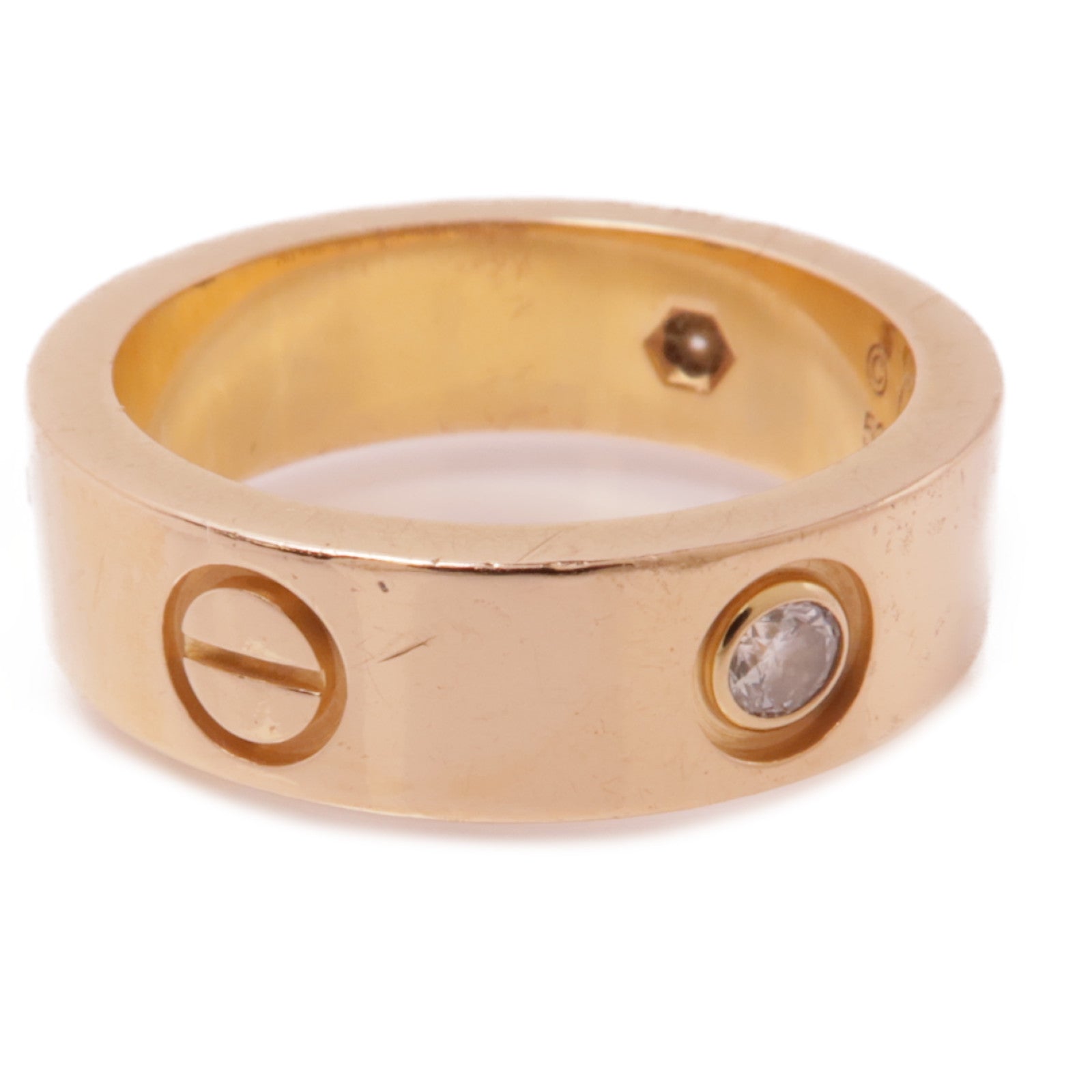 CARTIER 18K玫瑰金Love Ring 3 Diamonds鑽石戒指Cartier#52/US#6