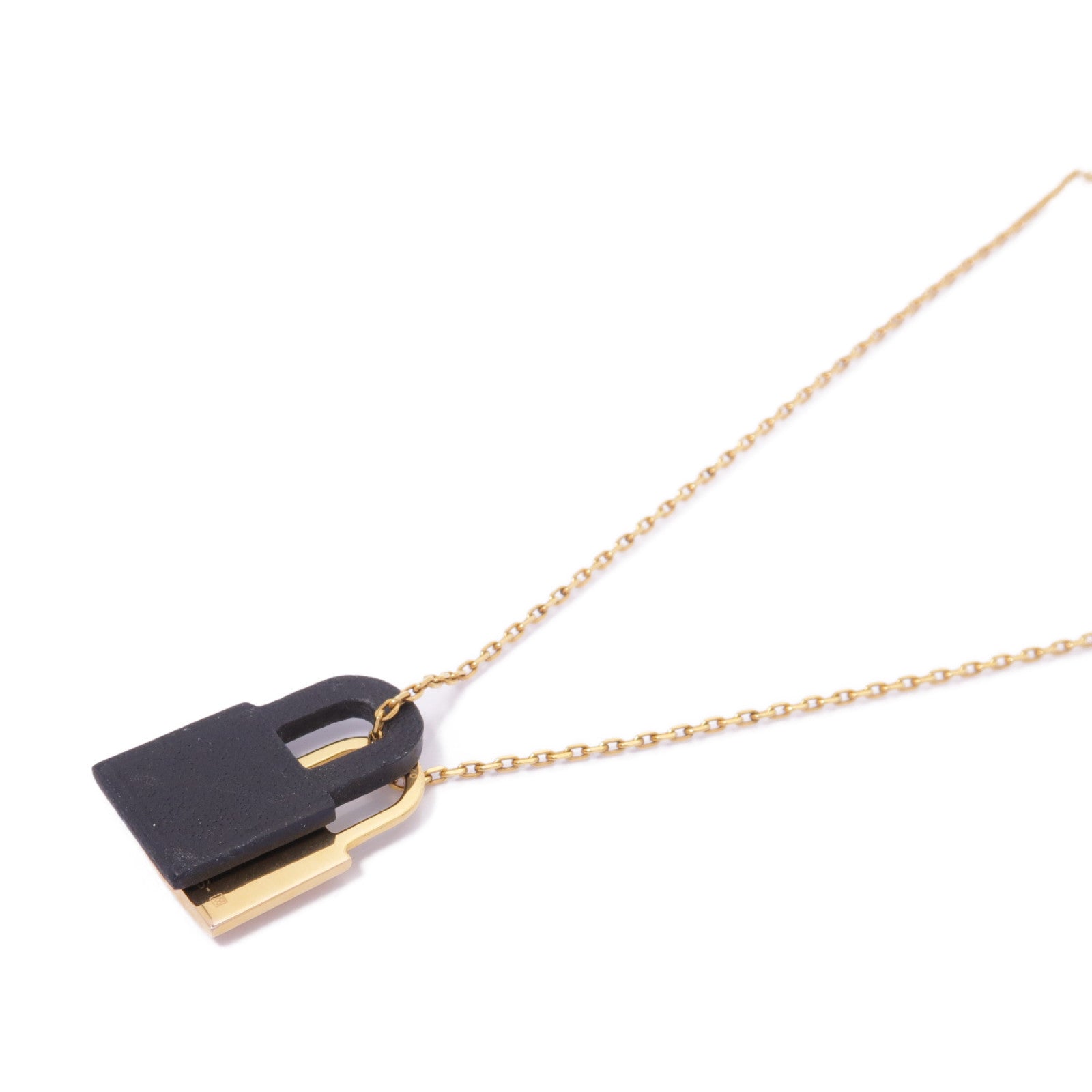 HERMES 金屬O'Kelly Necklace金扣項鍊金色/黑色