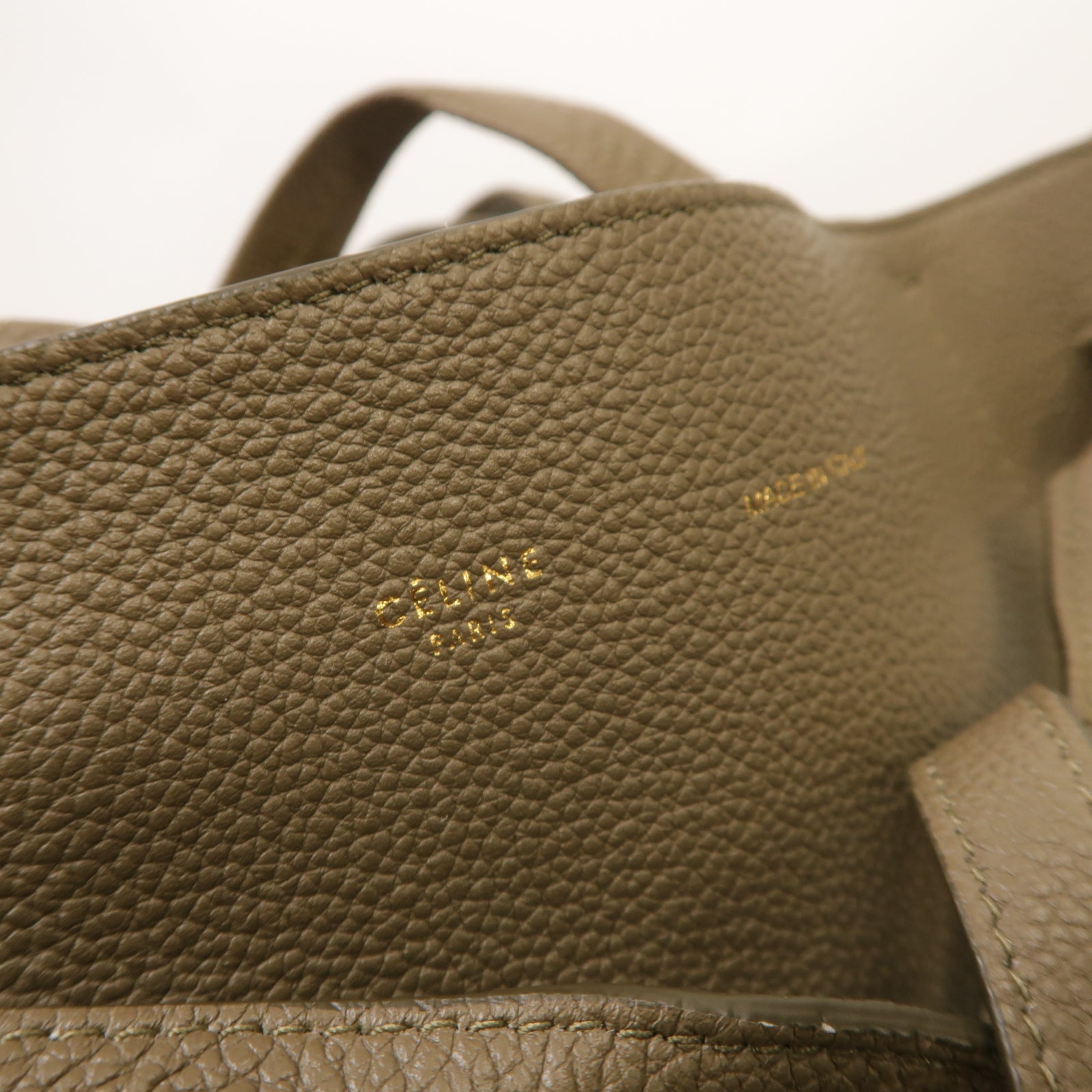 CELINE 牛皮皮革Shoulder Bag金扣肩背袋灰色