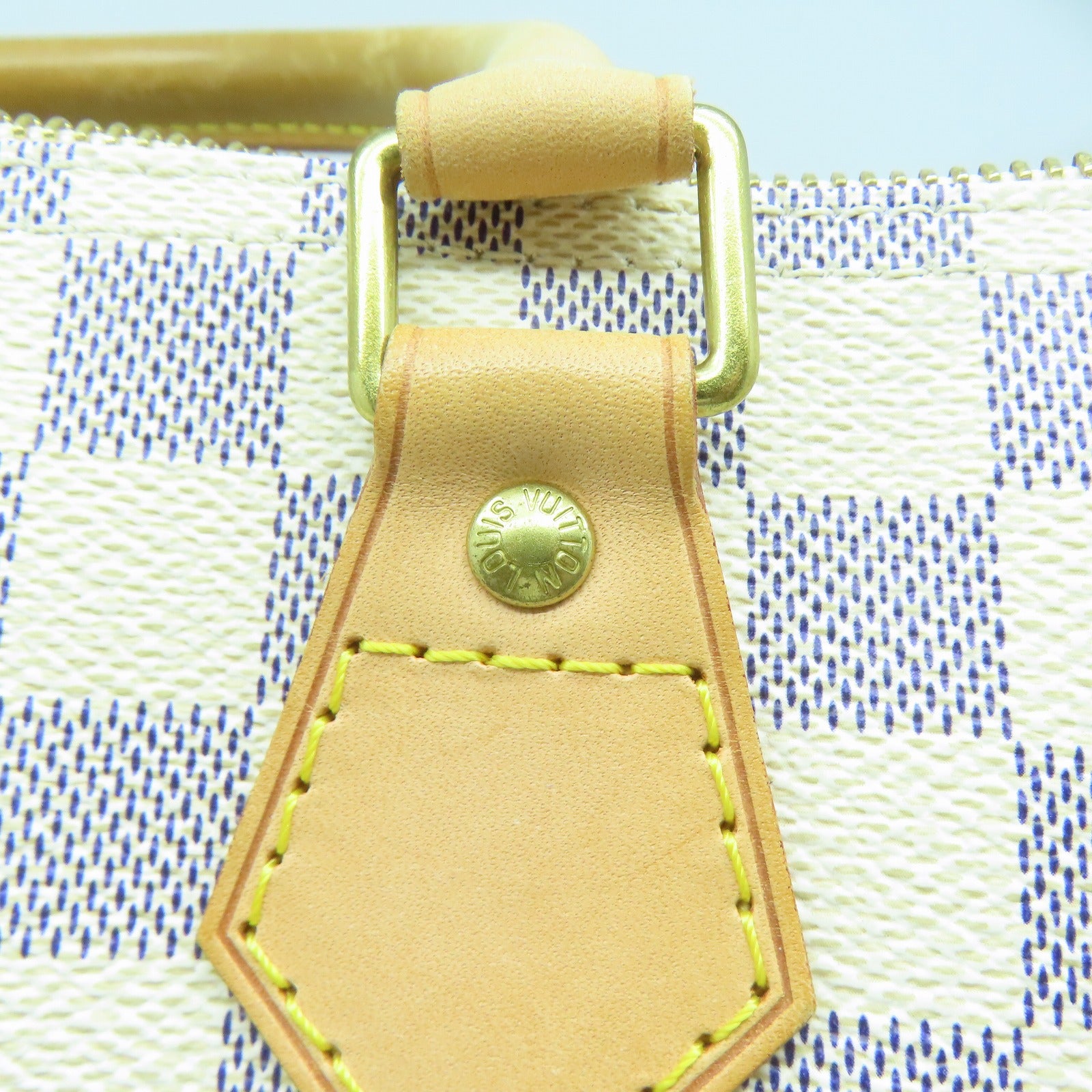 LOUIS VUITTON 【激減優惠】Damier Azur Speedy 35金扣手挽袋白色
