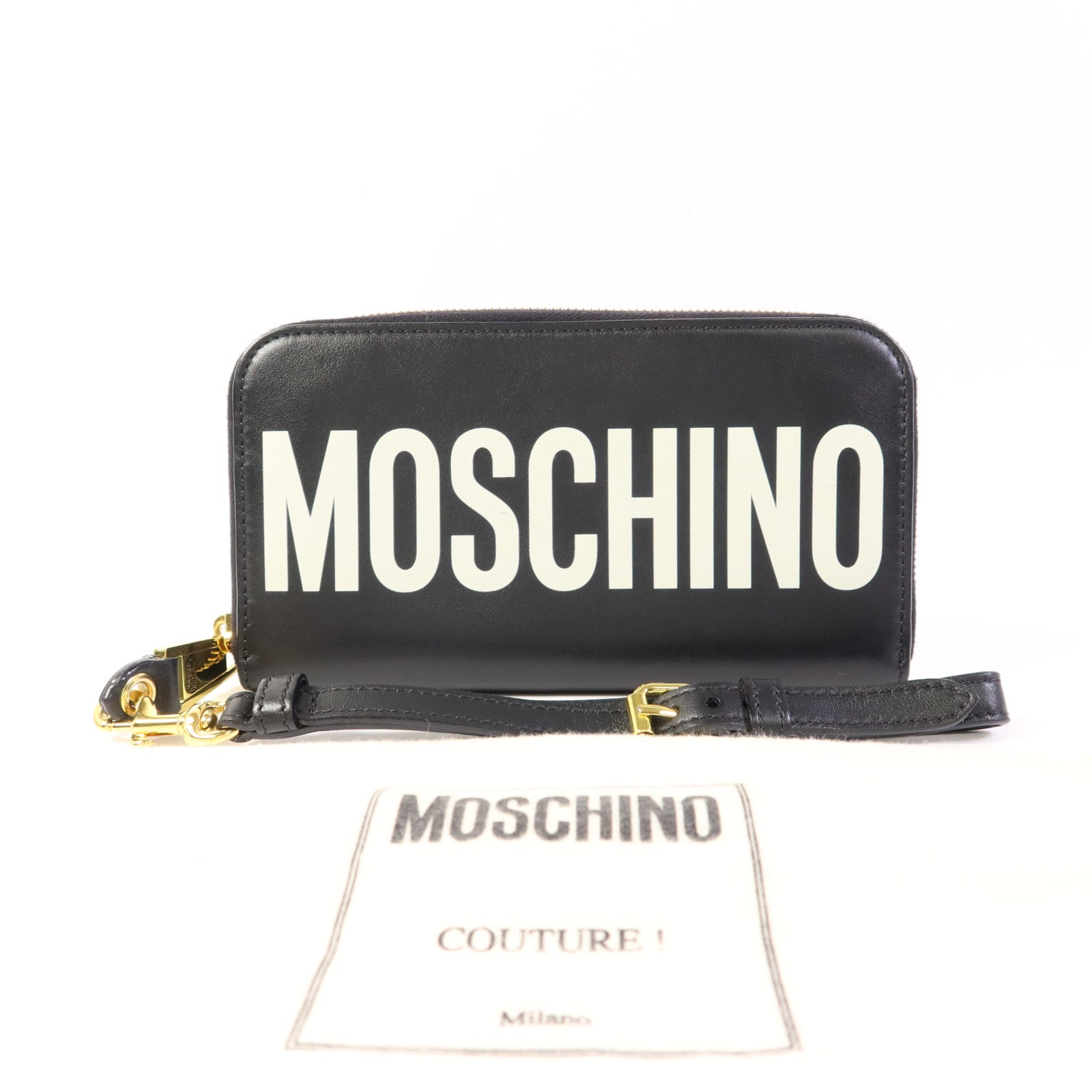 MOSCHINO 【激減優惠】牛皮皮革Zip Long Wallet金扣長錢包