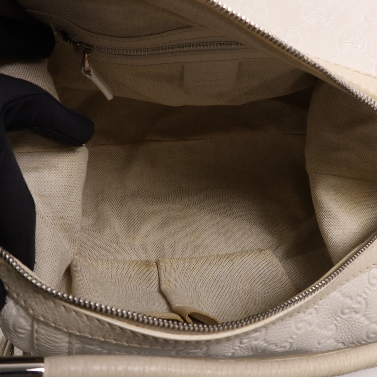 GUCCI 牛皮皮革Techro Horsebit Medium Hobo銀扣肩背袋