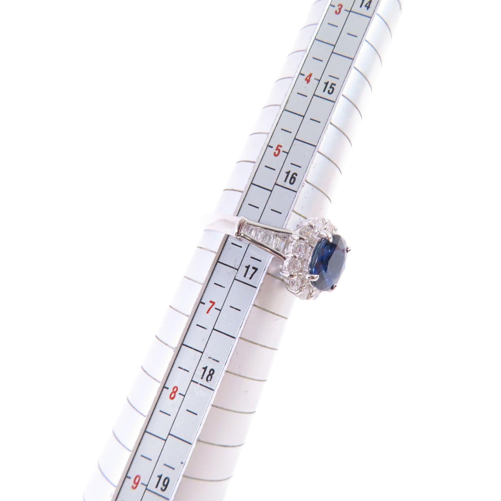 JEWELRY PT900鉑金/1.44ct藍寶石/0.64ct鑽石Sapphire/Diamond Ring戒指US#6
