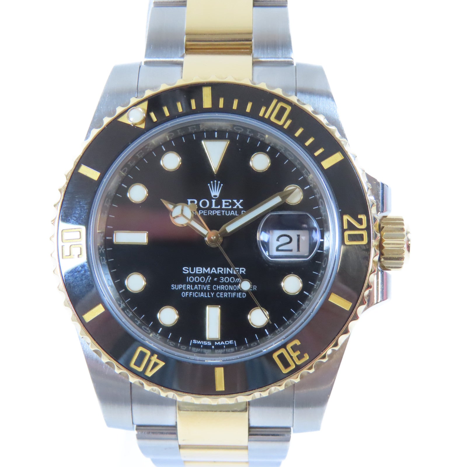 ROLEX Submarinar Date 18K黃金/不鏽鋼手錶自動機芯黑色