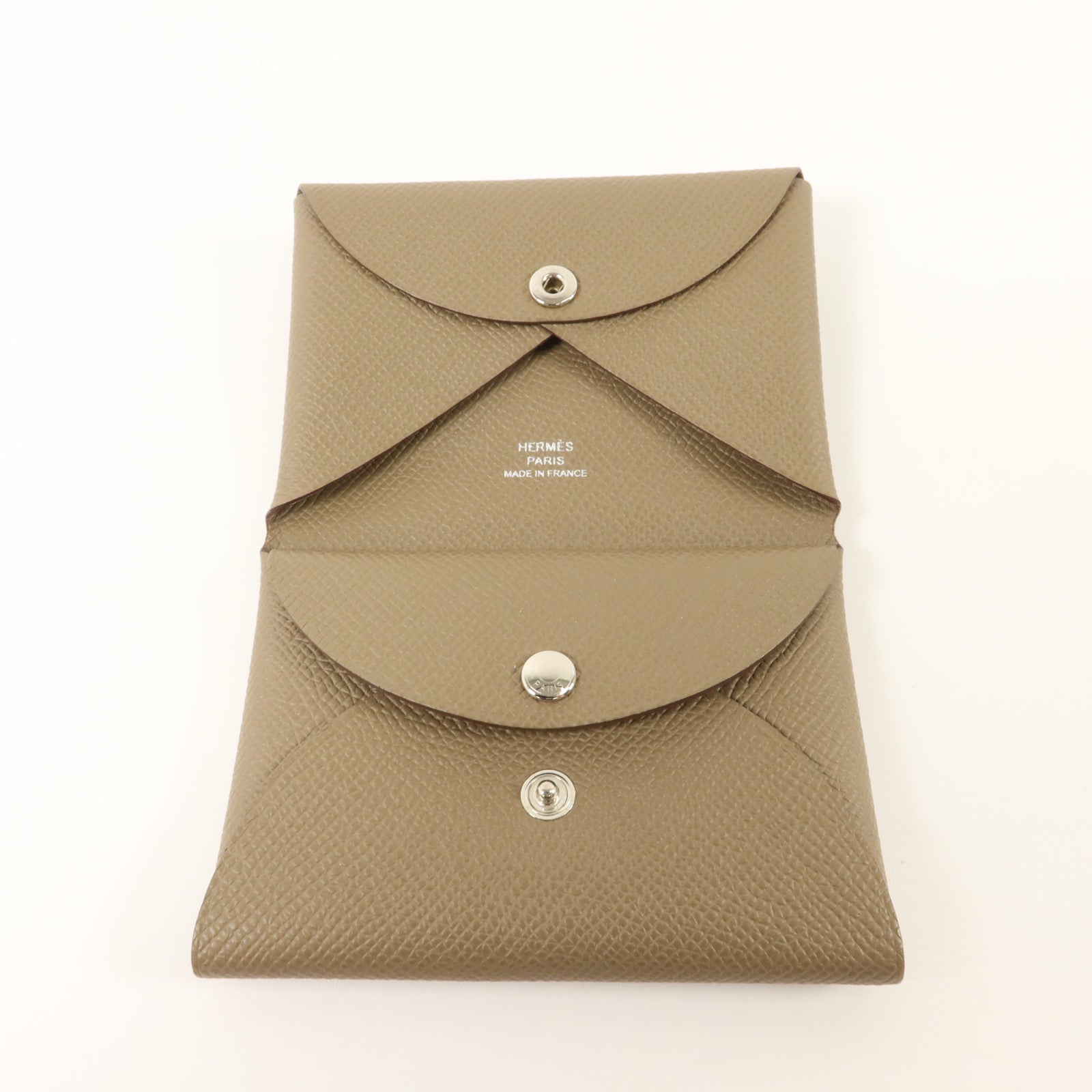 HERMES Epsom皮革Calvi Duo卡片套Etoupe