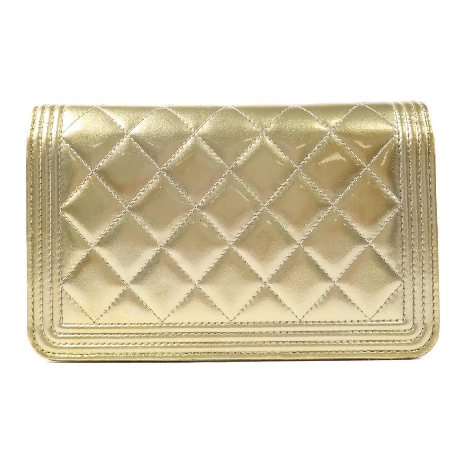 CHANEL 漆皮皮革Wallet On Chain銀扣鏈帶肩背袋