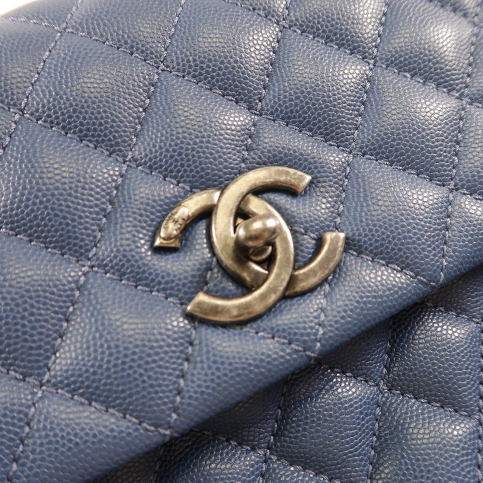 CHANEL 牛皮皮革Coco Handle銀扣鏈帶手挽肩背兩用袋