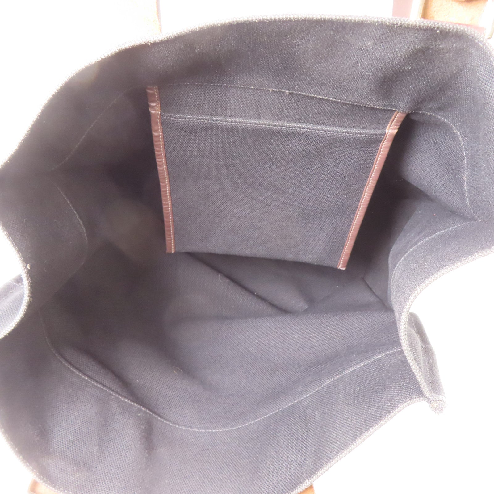HERMES 【激減優惠】帆布/皮革Etriviere Shopping銀扣肩背袋黑色/啡色