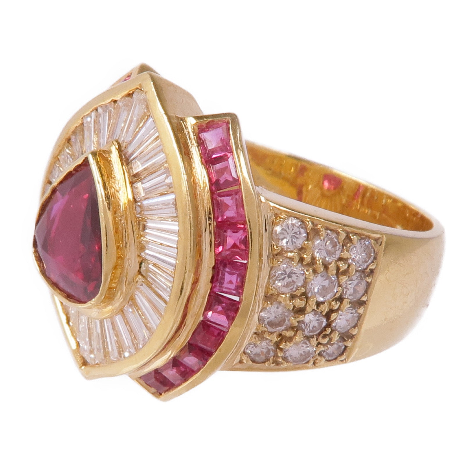 JEWELRY 【激減優惠】18K黃金Ruby Diamond Ring紅寶石/鑽石戒指US#6.5