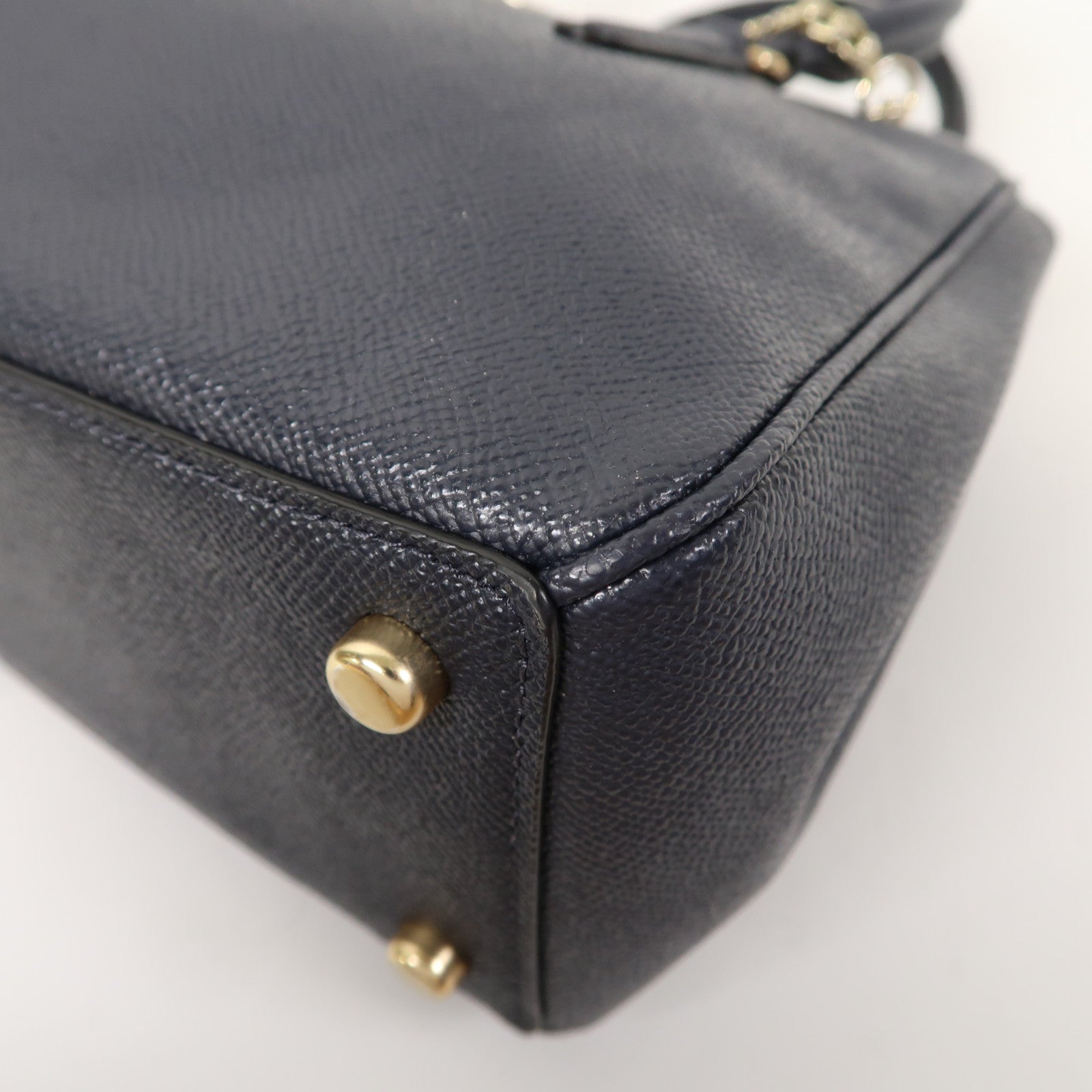 COACH 【激減優惠】牛皮皮革Shoulder Bag金扣手挽肩背兩用袋藍色
