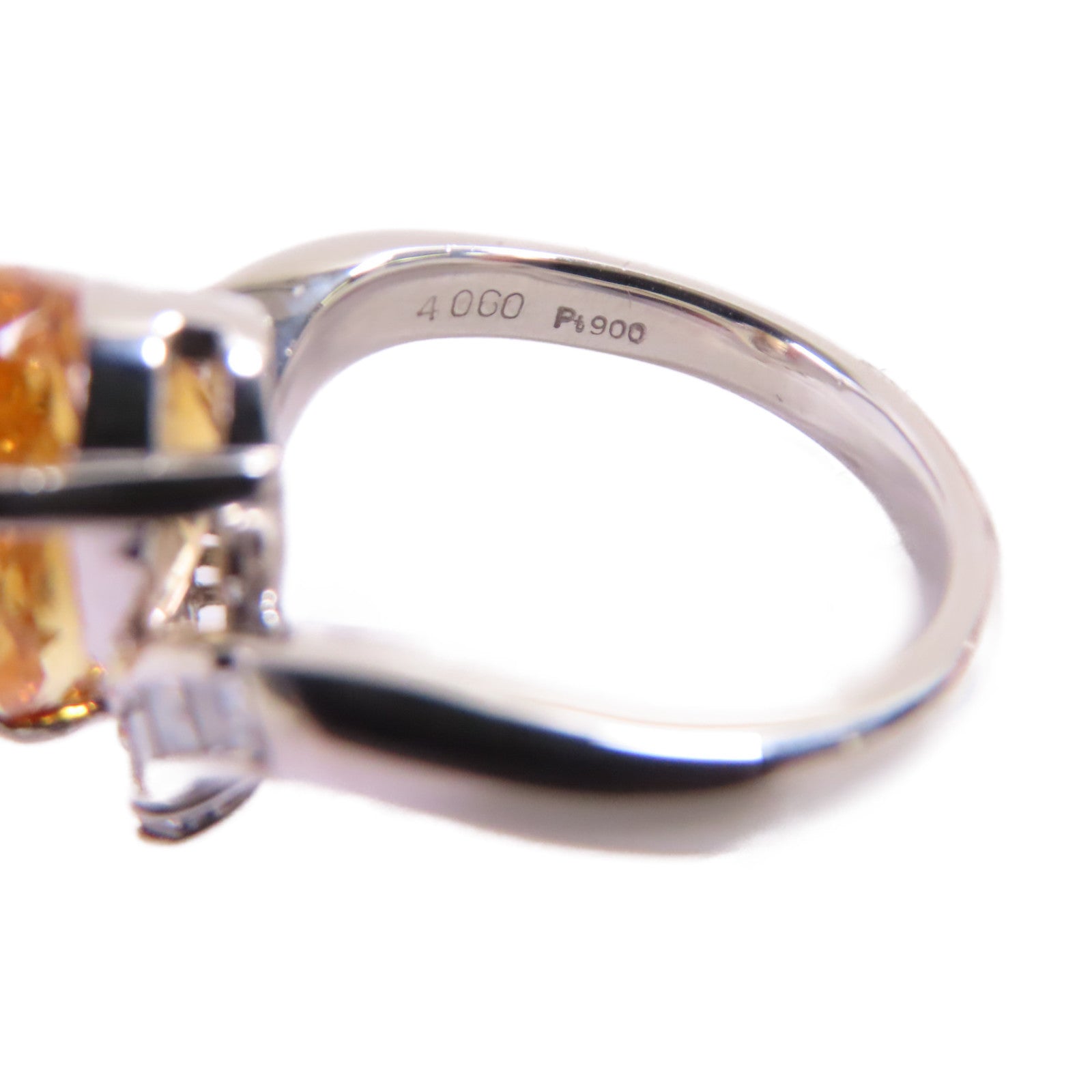 JEWELRY 【激減優惠】PT900鉑金/4.060ct拓帕石/0.54ct鑽石Imperial Topaz Diamond Ring戒指US#5.85