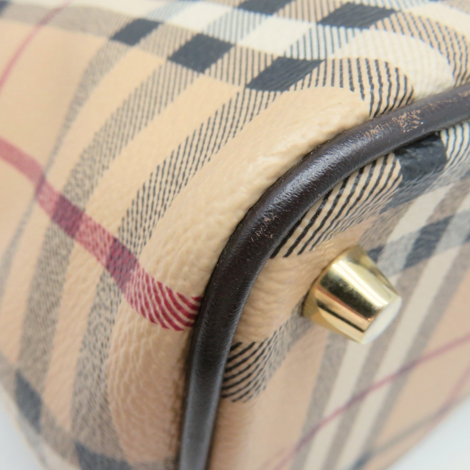 BURBERRY 【激減優惠】塗層帆布Tote Bag金扣肩背袋啡色
