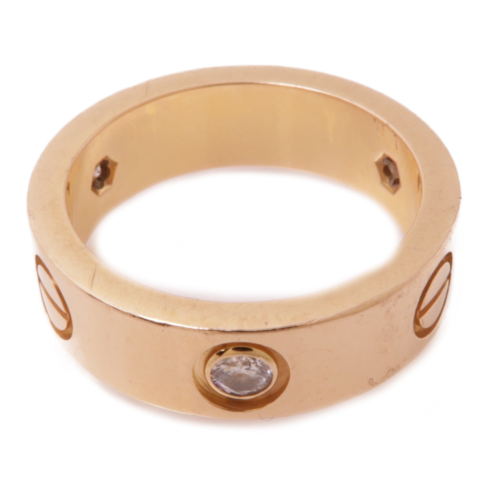 CARTIER 18K玫瑰金Love Ring 3 Diamonds鑽石戒指Cartier#52/US#6