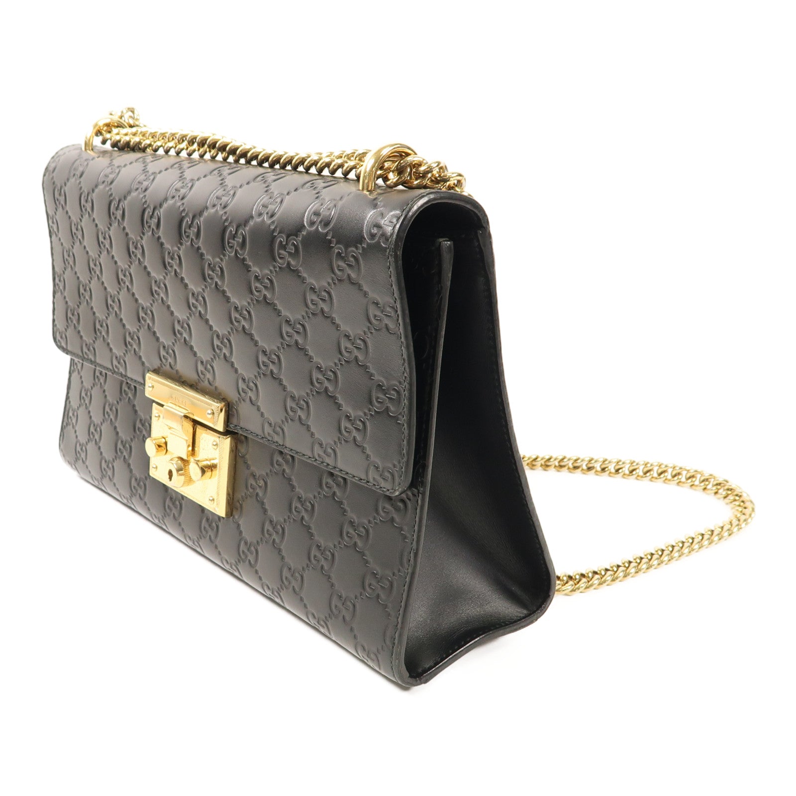 GUCCI 牛皮皮革Shoulder Bag金扣鏈帶肩背袋