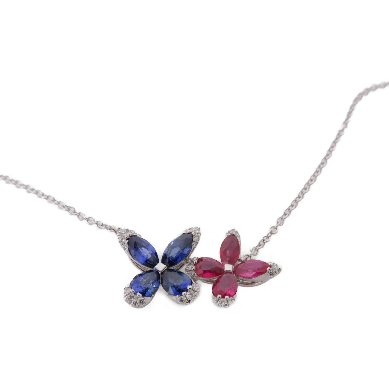JEWELRY 【激減優惠】18K白金Ruby/Sapphire/Diamond Necklace紅寶石/藍寶石/鑽石項鍊