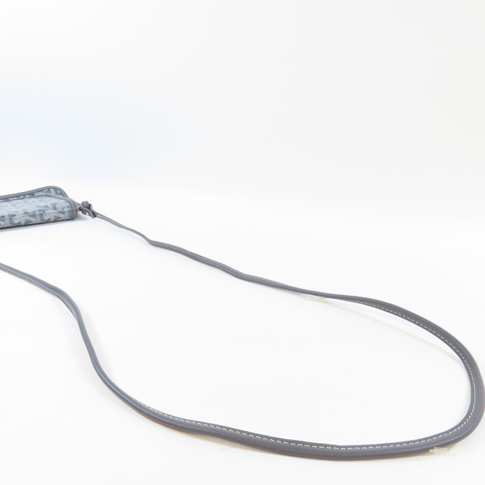 GOYARD 【激減優惠】塗層帆布Plumet Pocket Wallet銀扣肩背袋灰色