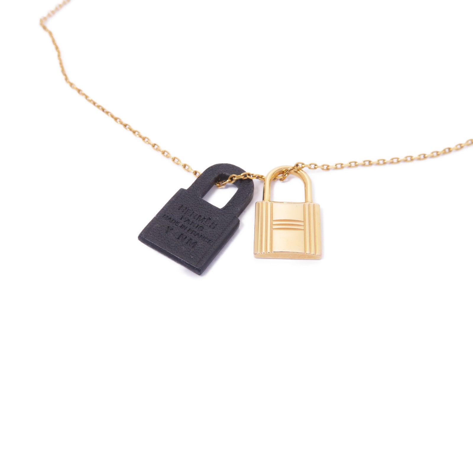 HERMES 金屬O'Kelly Necklace金扣項鍊金色/黑色