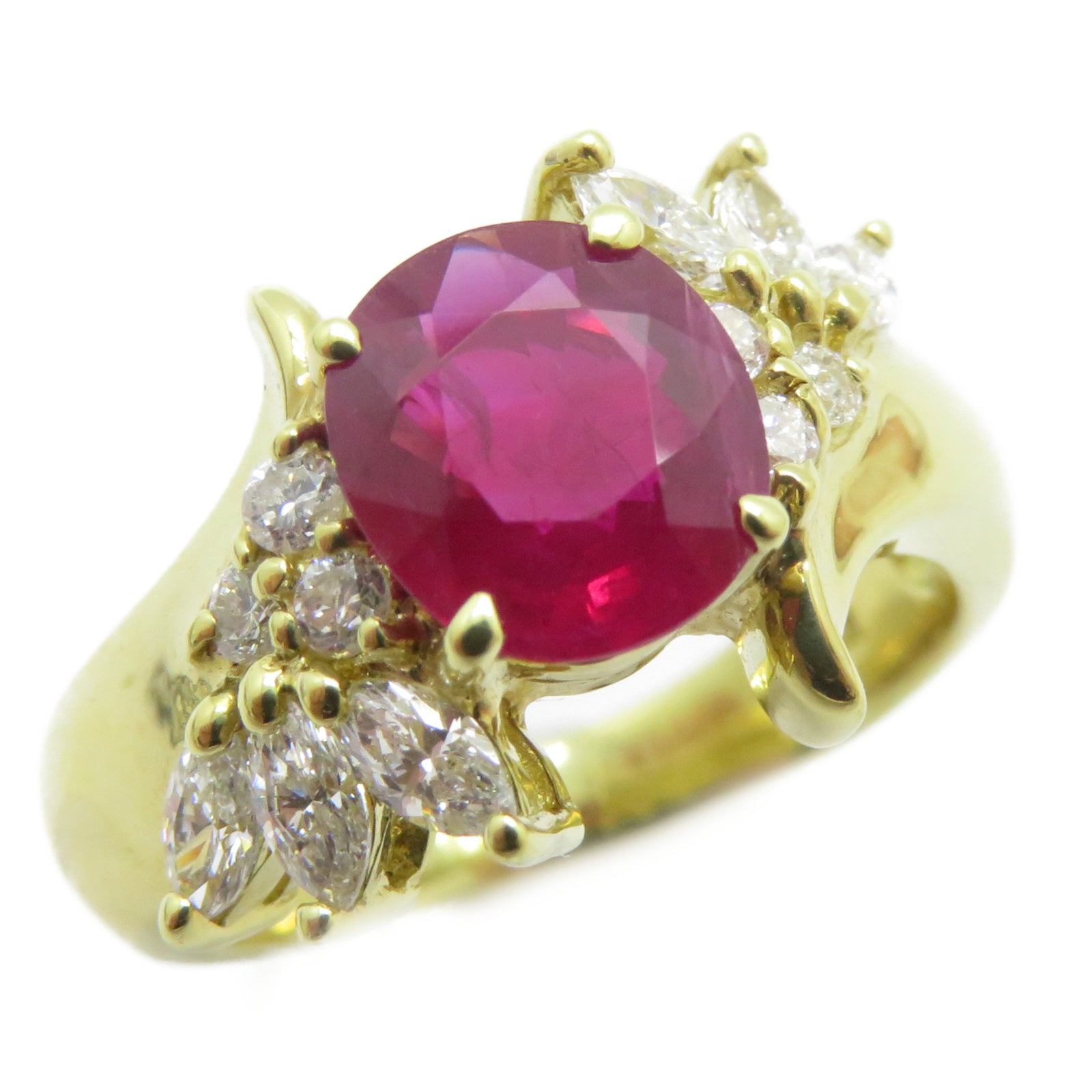 JEWELRY 18K黃金Ruby Ring 1.58ct紅寶石/0.57ct鑽石戒指US#6.25