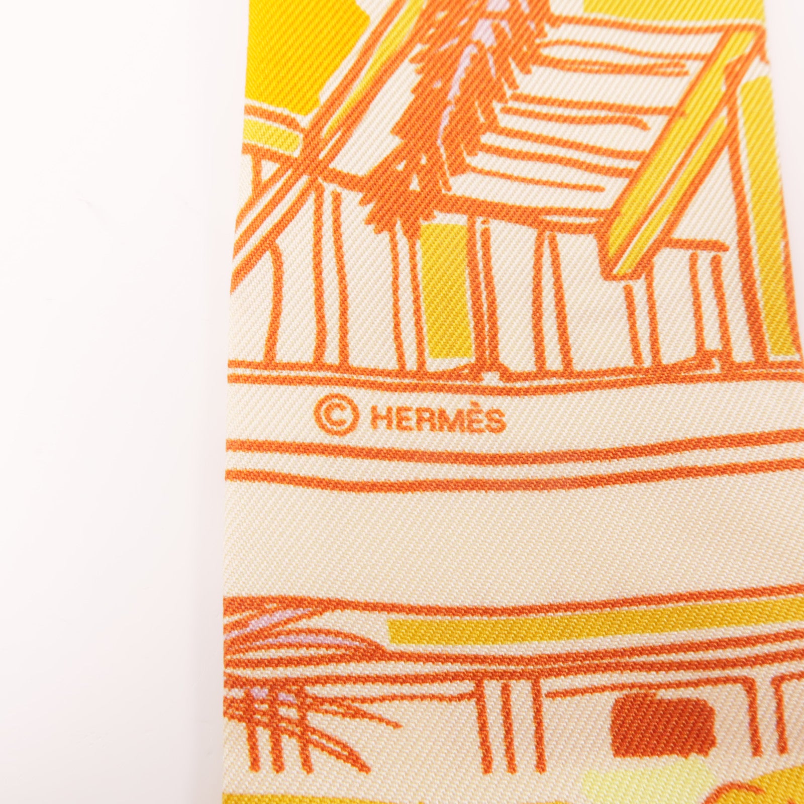 HERMES 絲質Twilly絲巾橙色