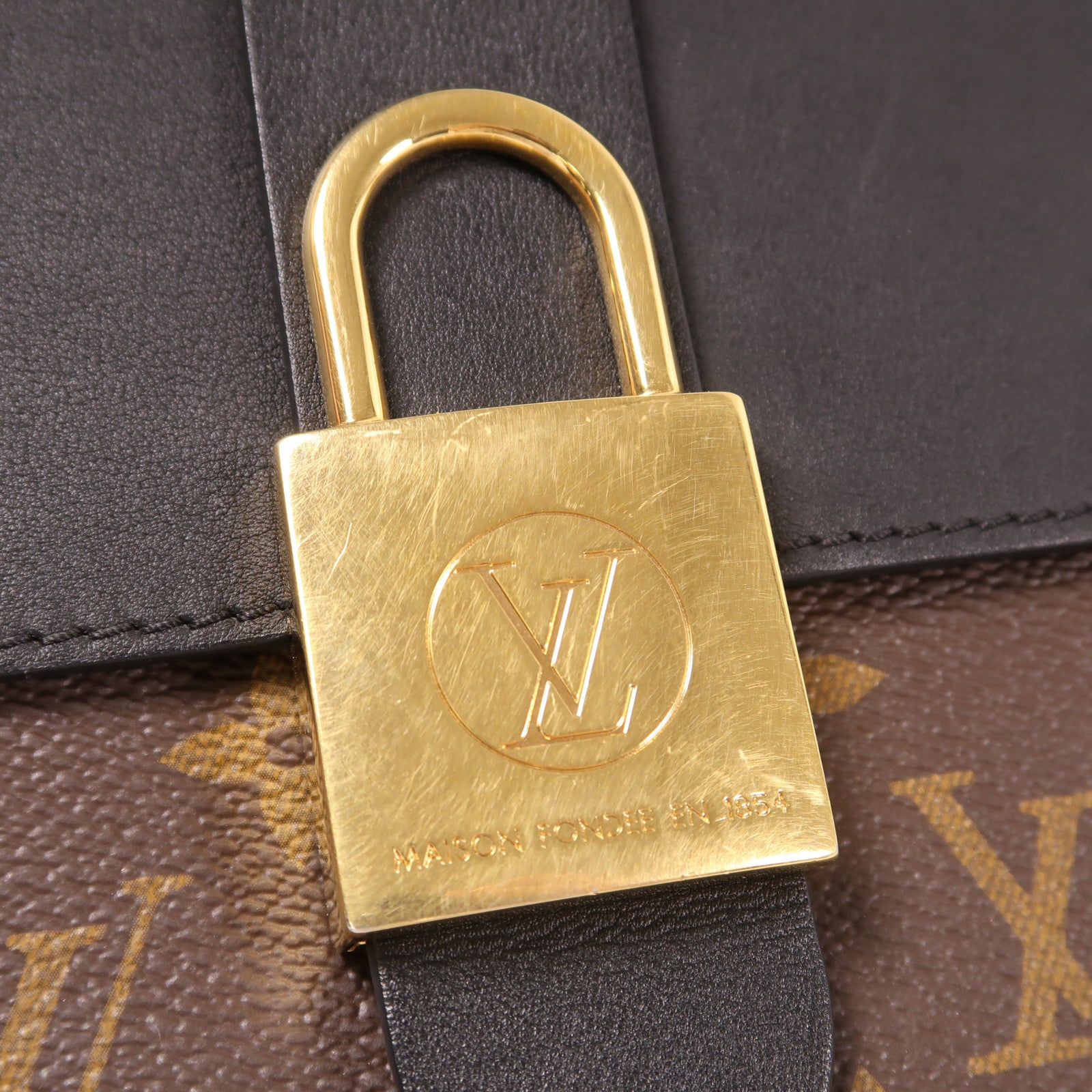 LOUIS VUITTON Monogram Locky BB金扣手挽肩背兩用袋棕色/黑色