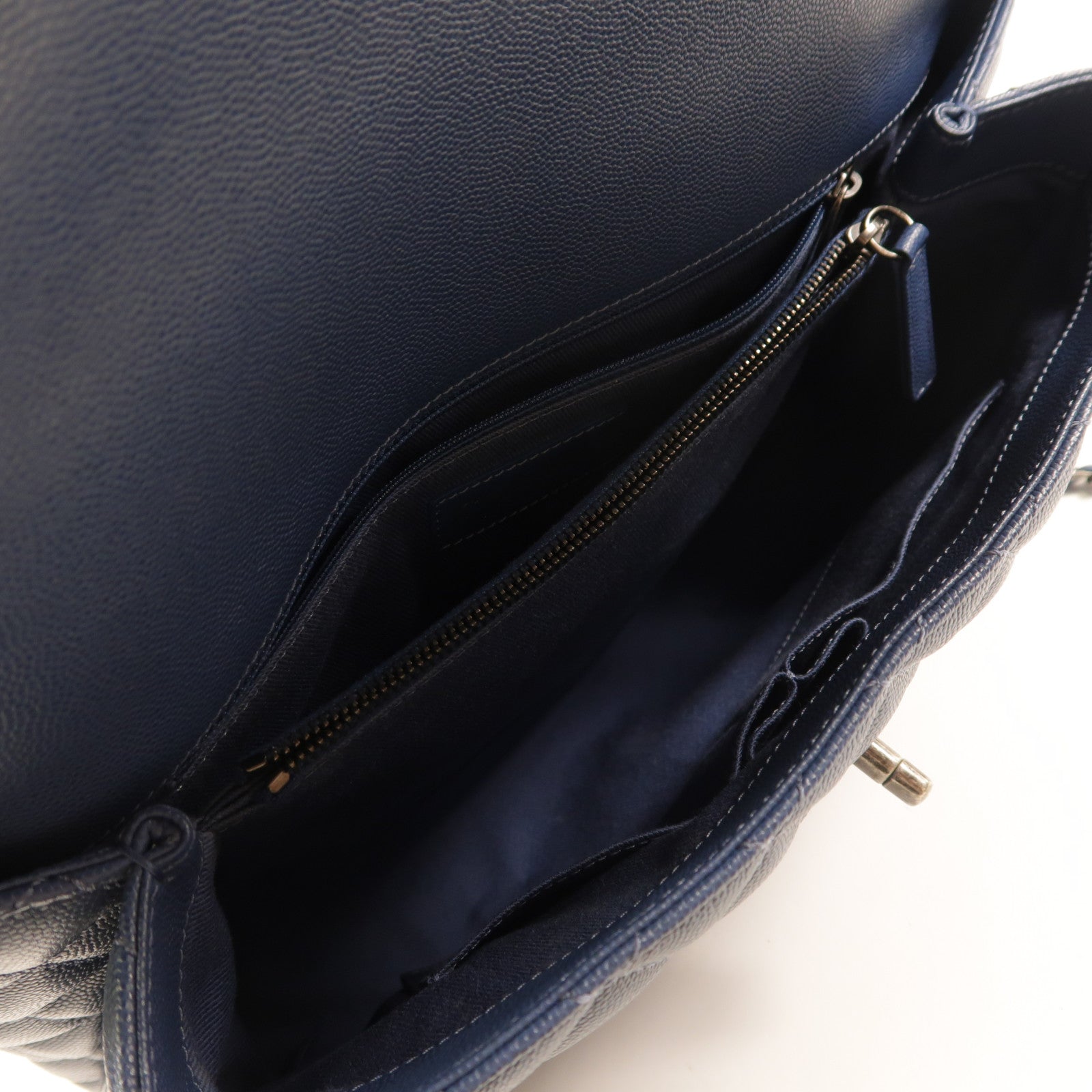 CHANEL 【激減優惠】牛皮皮革Coco Handle銀扣鏈帶手挽肩背兩用袋