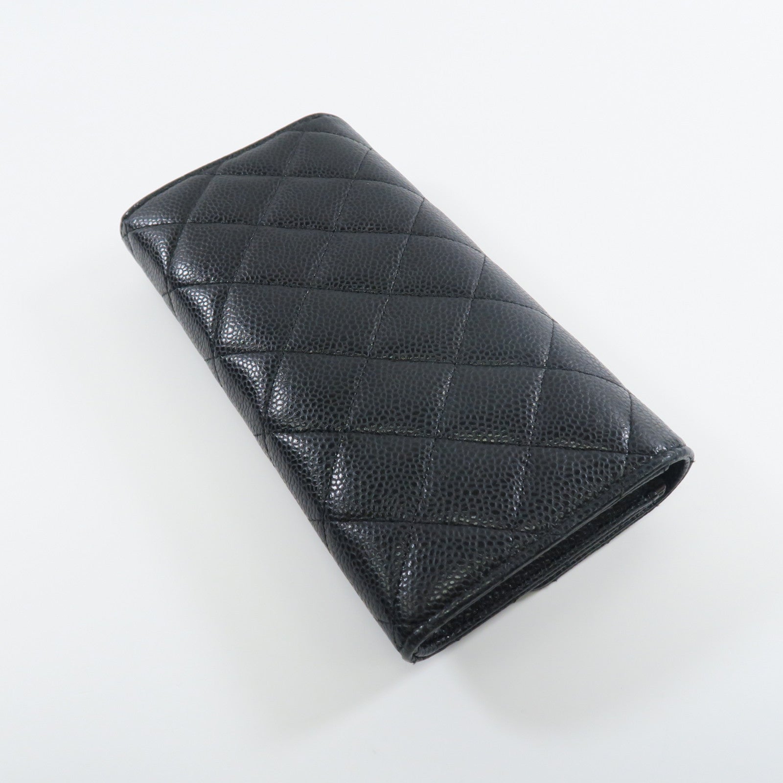 CHANEL 牛皮皮革Wallet金扣長錢包黑色