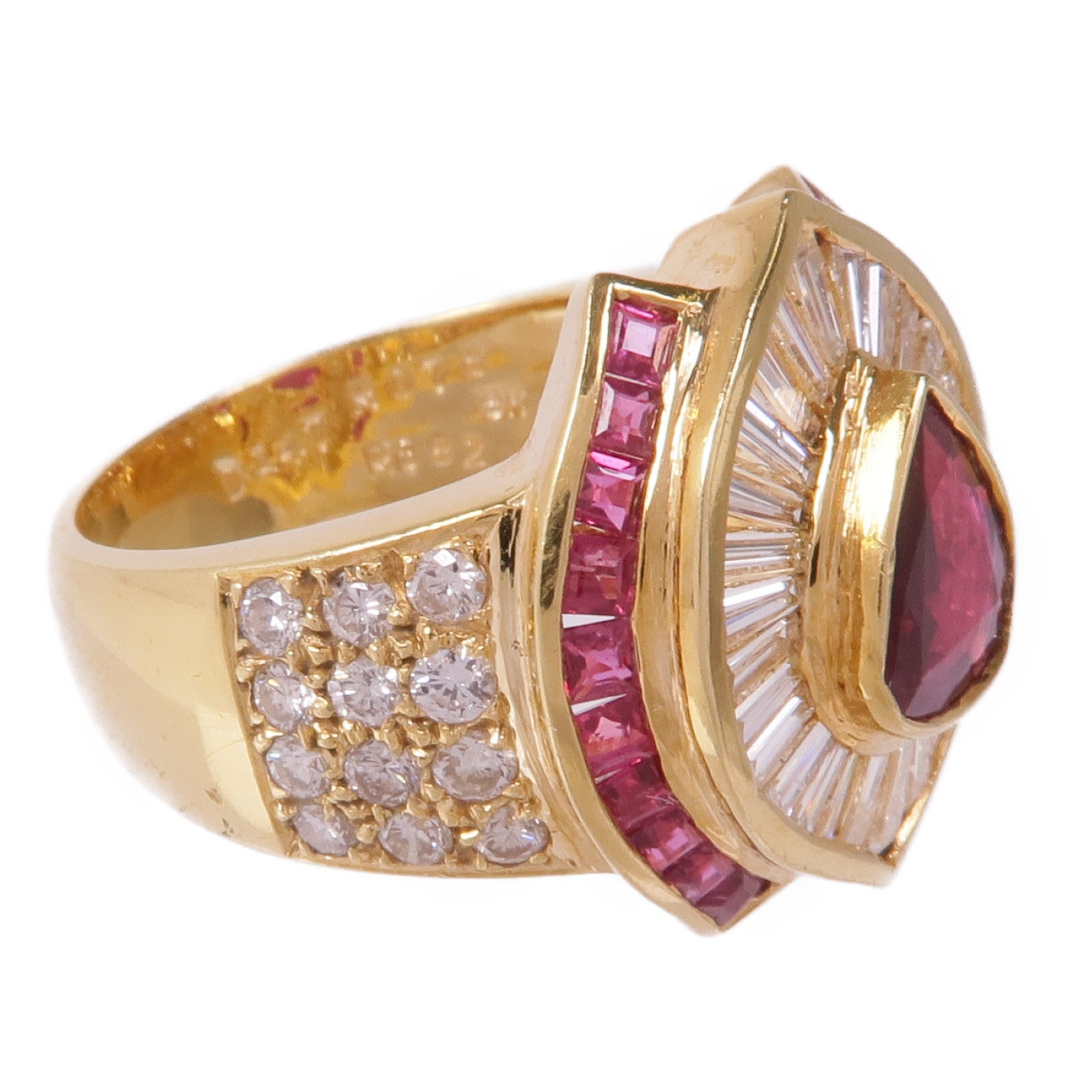 JEWELRY 【激減優惠】18K黃金Ruby Diamond Ring紅寶石/鑽石戒指US#6.5