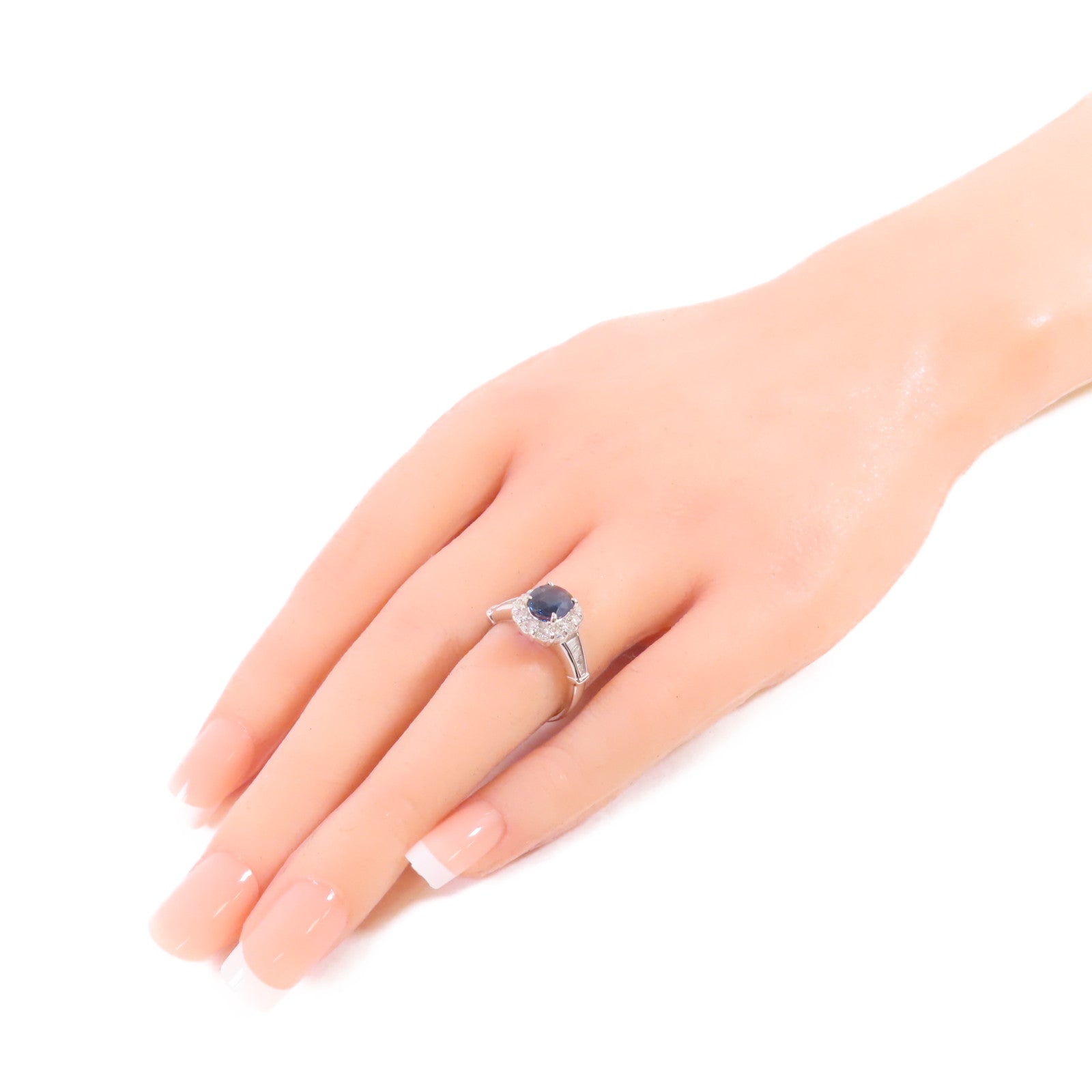 JEWELRY PT900鉑金/1.44ct藍寶石/0.64ct鑽石Sapphire/Diamond Ring戒指US#6