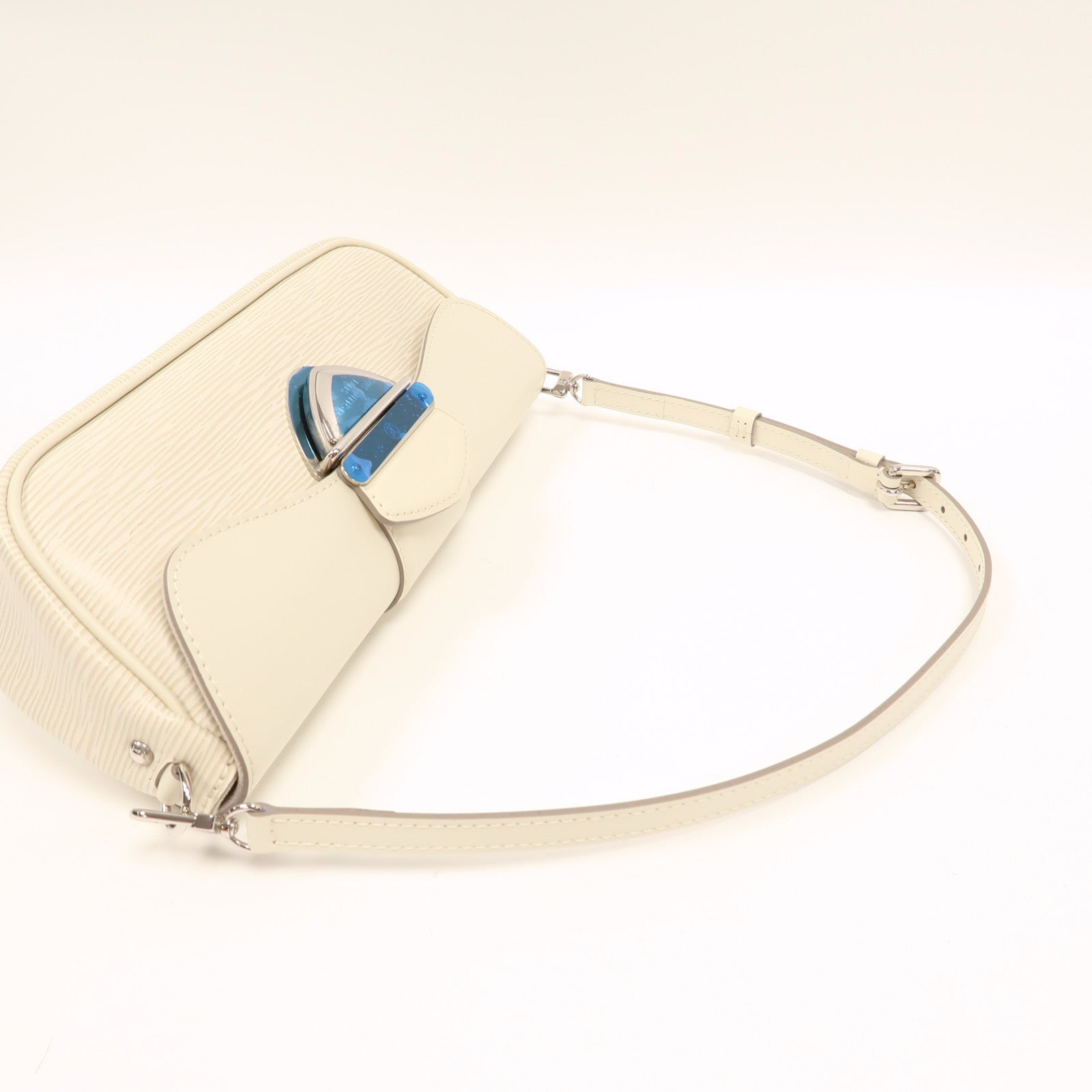 LOUIS VUITTON Epi Pochette Montaigne銀肩背袋白色