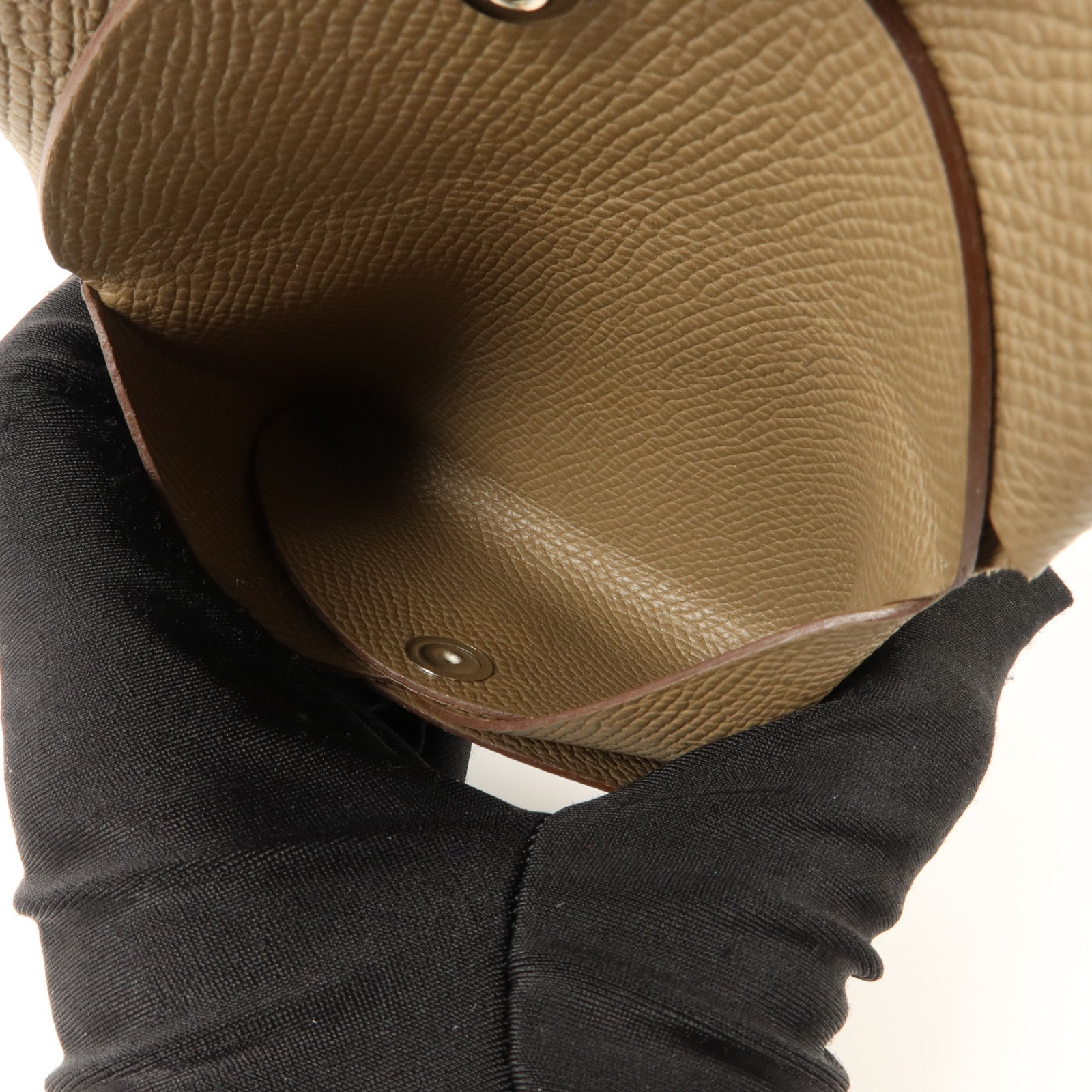 HERMES Epsom皮革Calvi Duo卡片套Etoupe