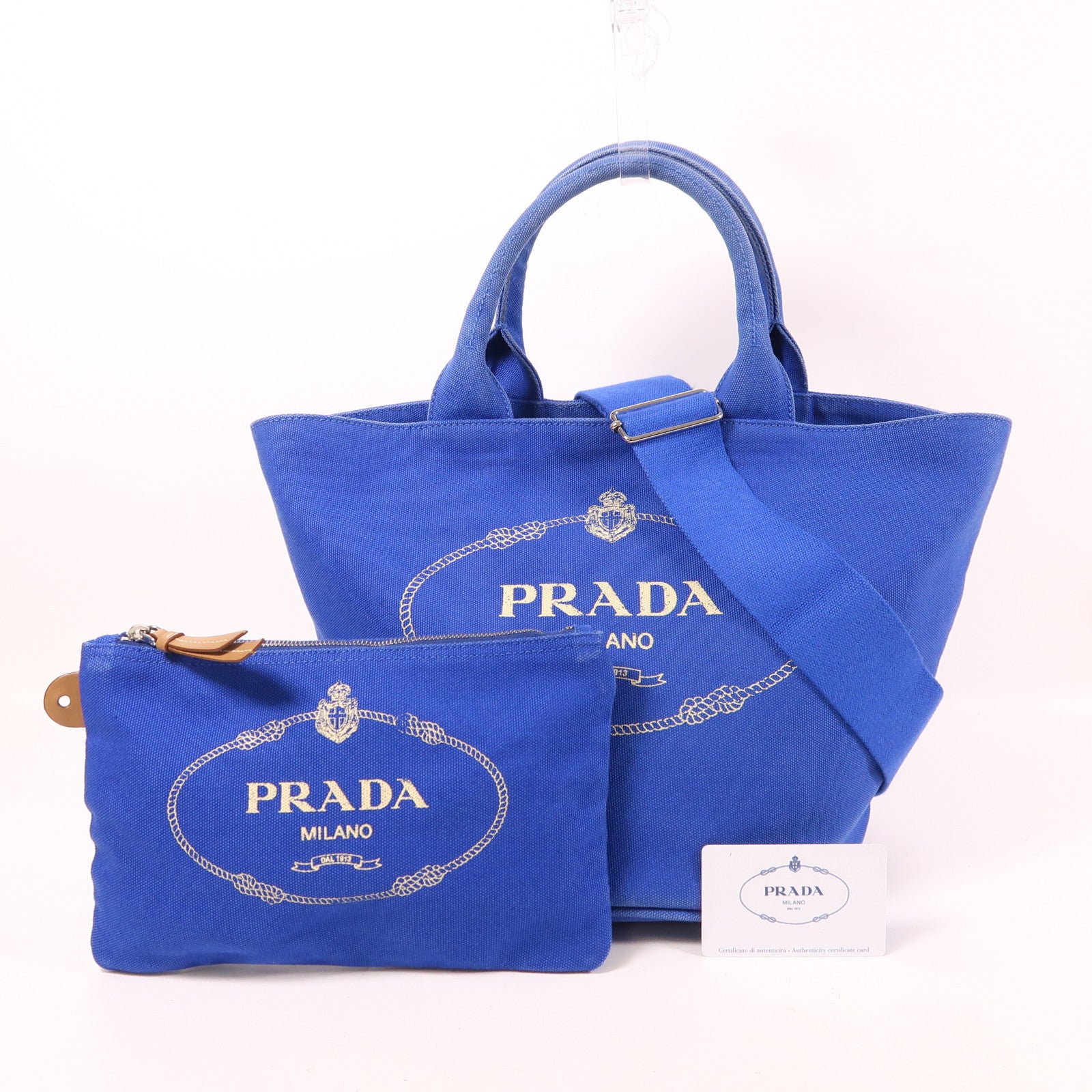 PRADA 帆布2 Way Shoulder銀扣手挽肩背兩用袋