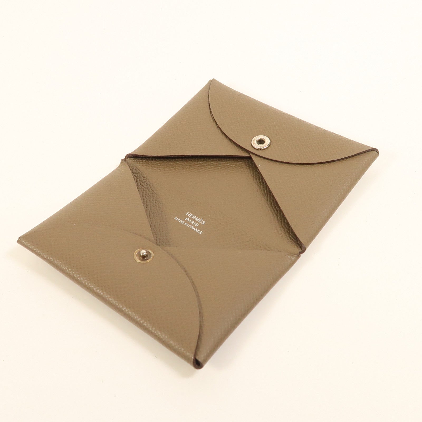 HERMES Epsom皮革Calvi Card Holder銀扣卡片套