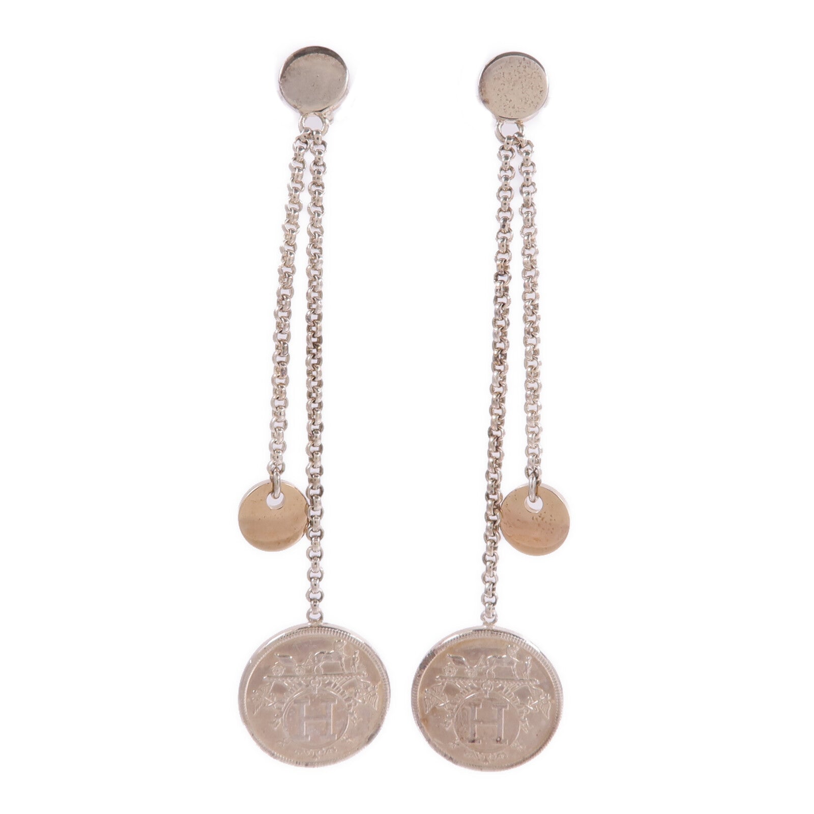 HERMES 925純銀/18K玫瑰金Ex-Libris Earrings耳環