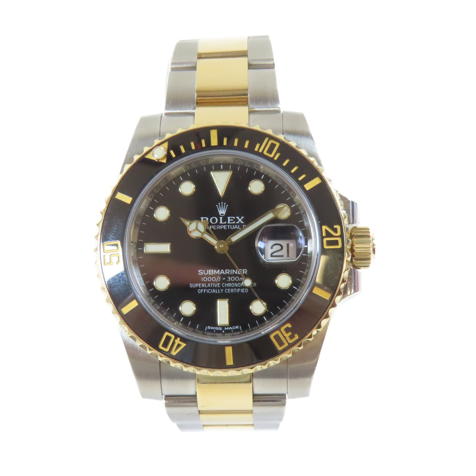 ROLEX Submarinar Date 18K黃金/不鏽鋼手錶自動機芯黑色