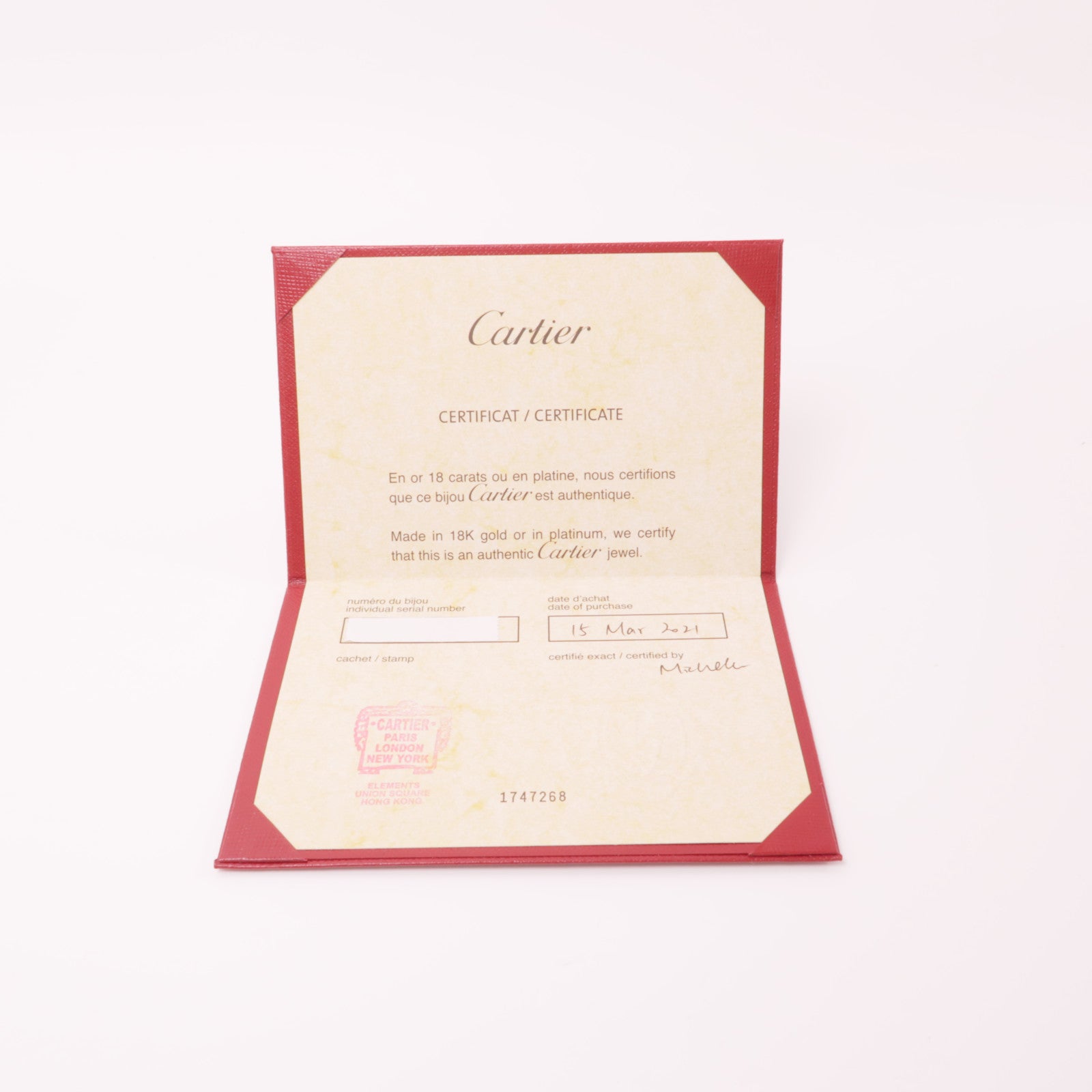CARTIER 18K玫瑰金Love Ring 3 Diamonds鑽石戒指Cartier#52/US#6