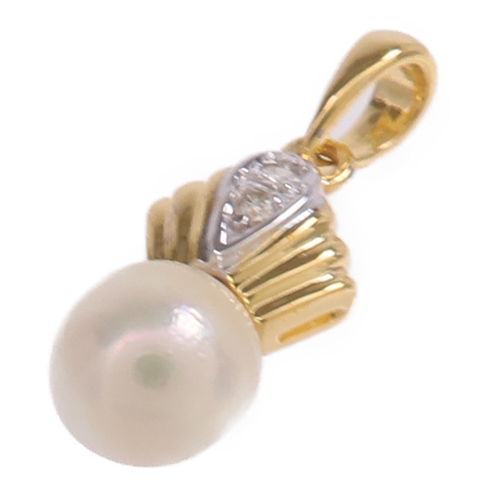 JEWELRY 18K黃金/白金Pearl Diamond Pendant Top珍珠/鑽石吊墜