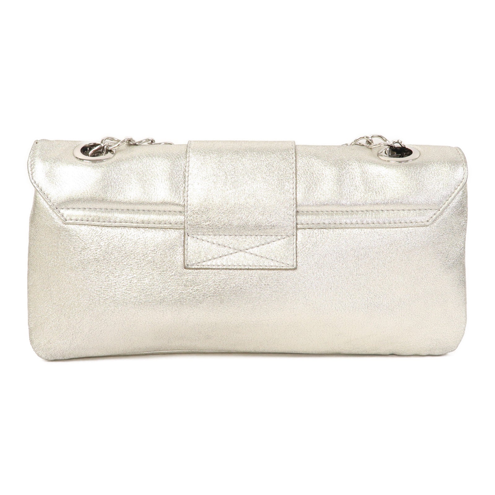 LANVIN 牛皮皮革Chain Bag鏈帶肩背袋銀色