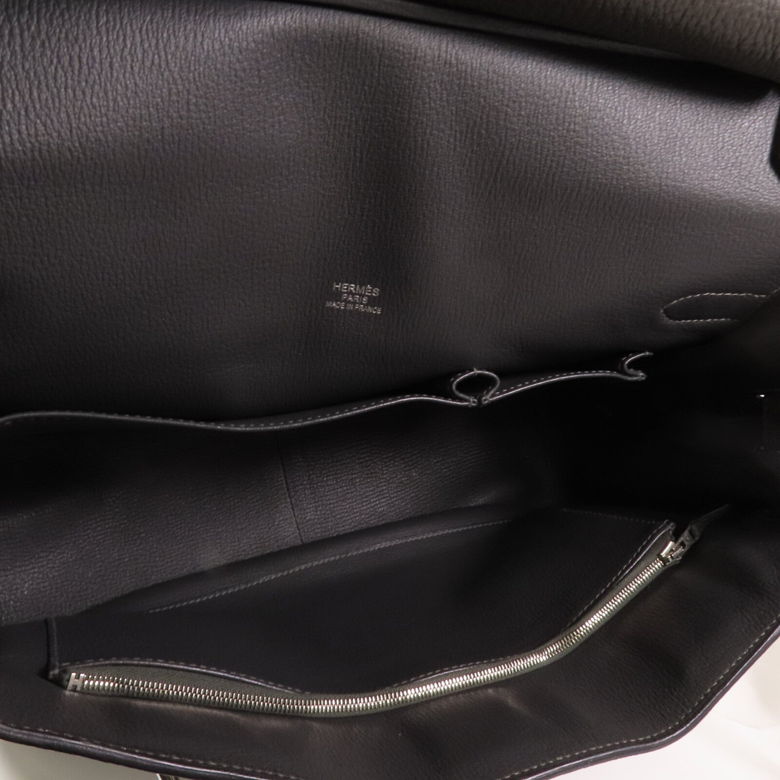 HERMES Clemence皮革Jypesiere 37銀扣肩背袋Etain