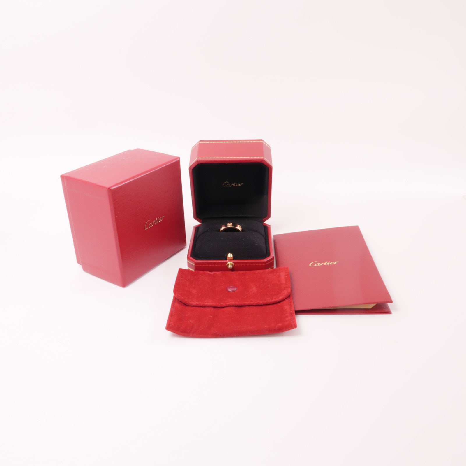 CARTIER 18K玫瑰金Love Ring 3 Diamonds鑽石戒指Cartier#52/US#6