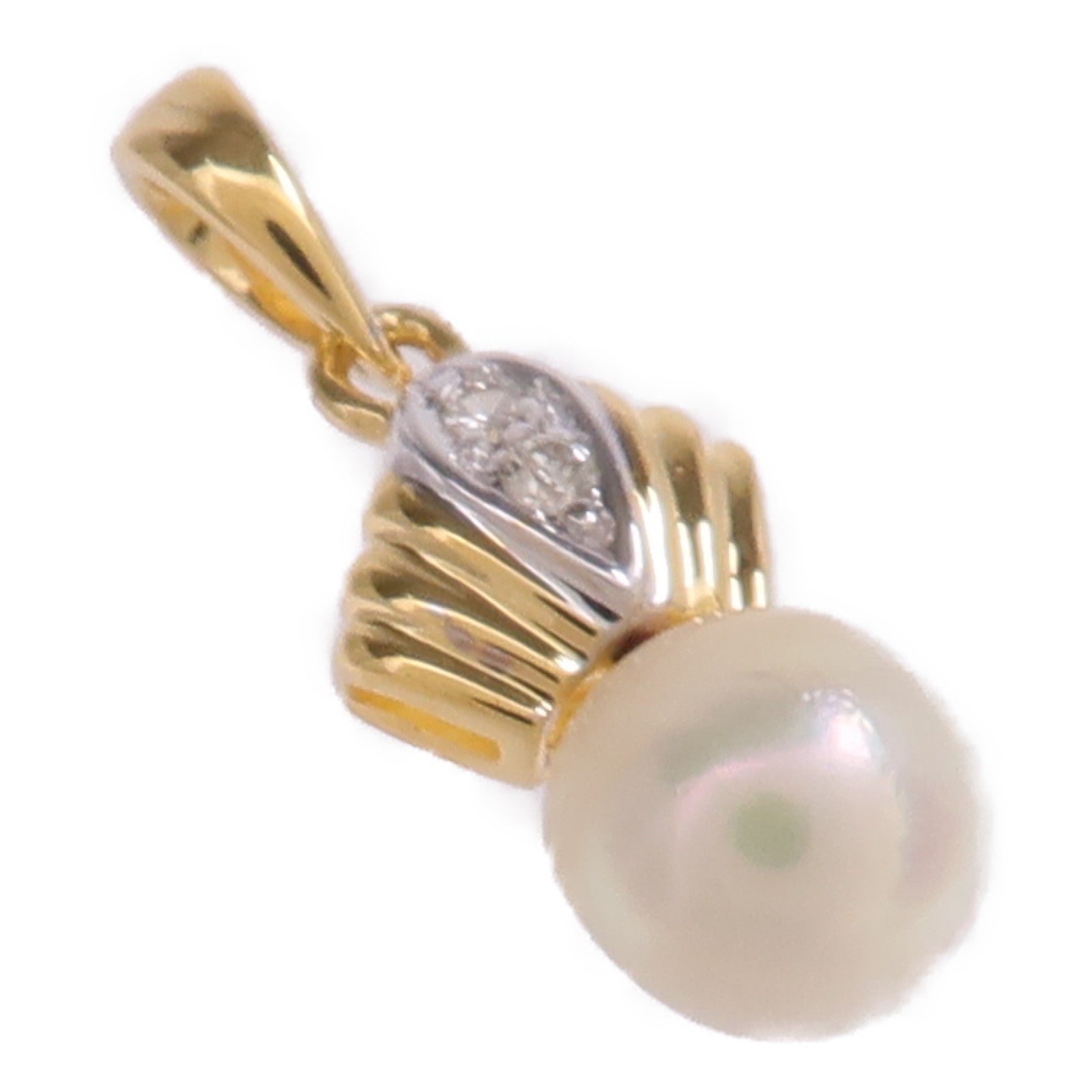 JEWELRY 18K黃金/白金Pearl Diamond Pendant Top珍珠/鑽石吊墜